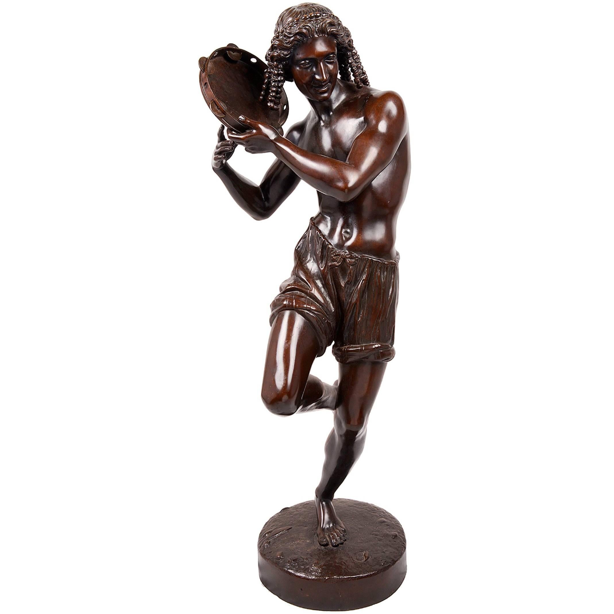 Grand bronze du 19ème siècle représentant une danseuse napolitaine, d'après Francisque-Joseph Duret.