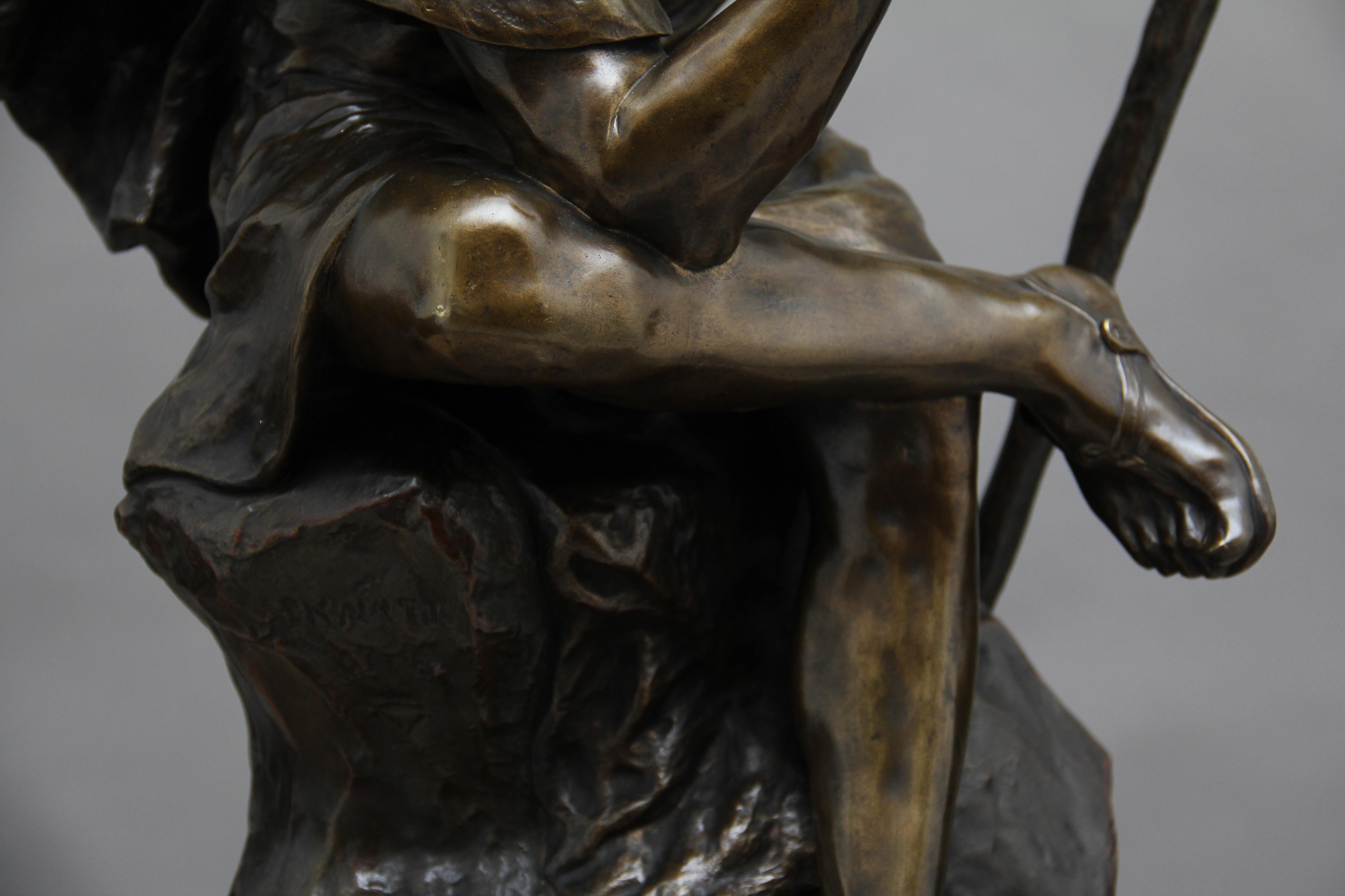 Große Bronzestatue des Oedipus im Meditieren aus dem 19. Jahrhundert im Angebot 9