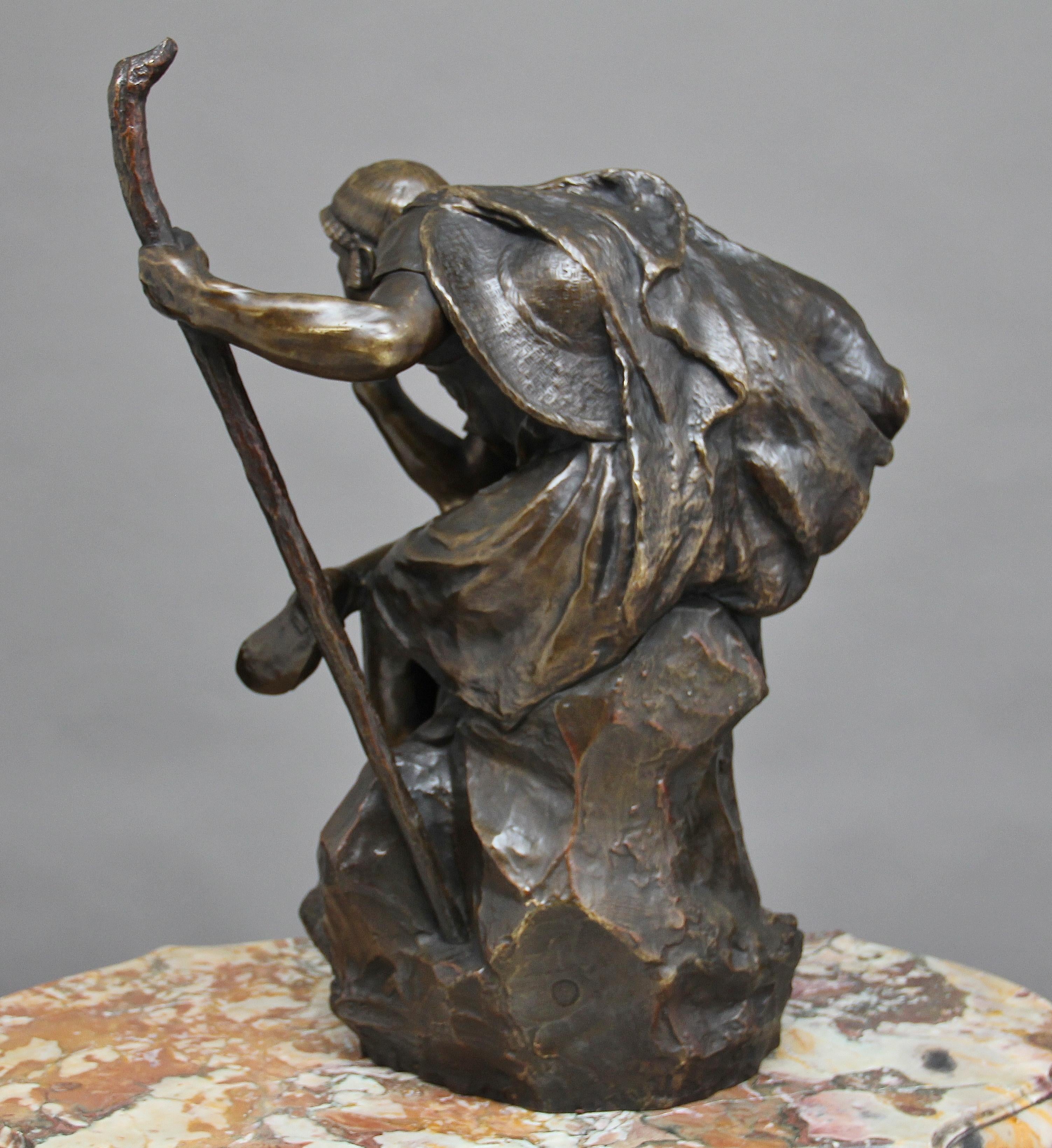 French Large 19th Century Bronze of Oedipus Meditating For Sale