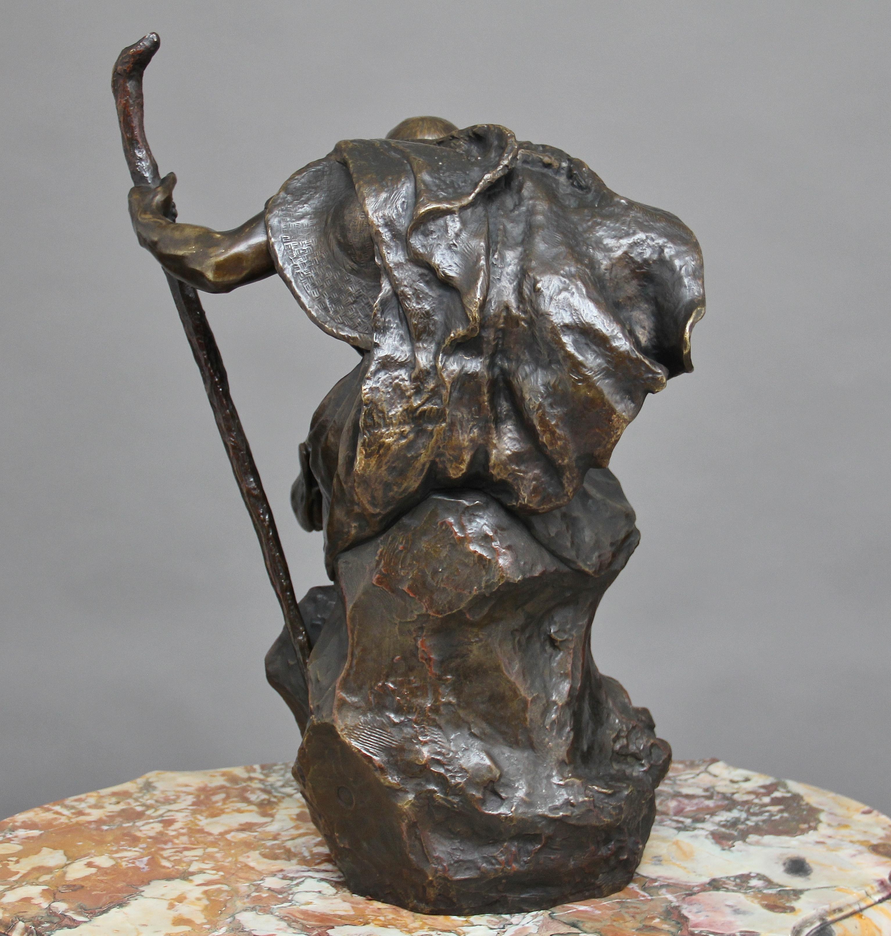 Große Bronzestatue des Oedipus im Meditieren aus dem 19. Jahrhundert im Angebot 1