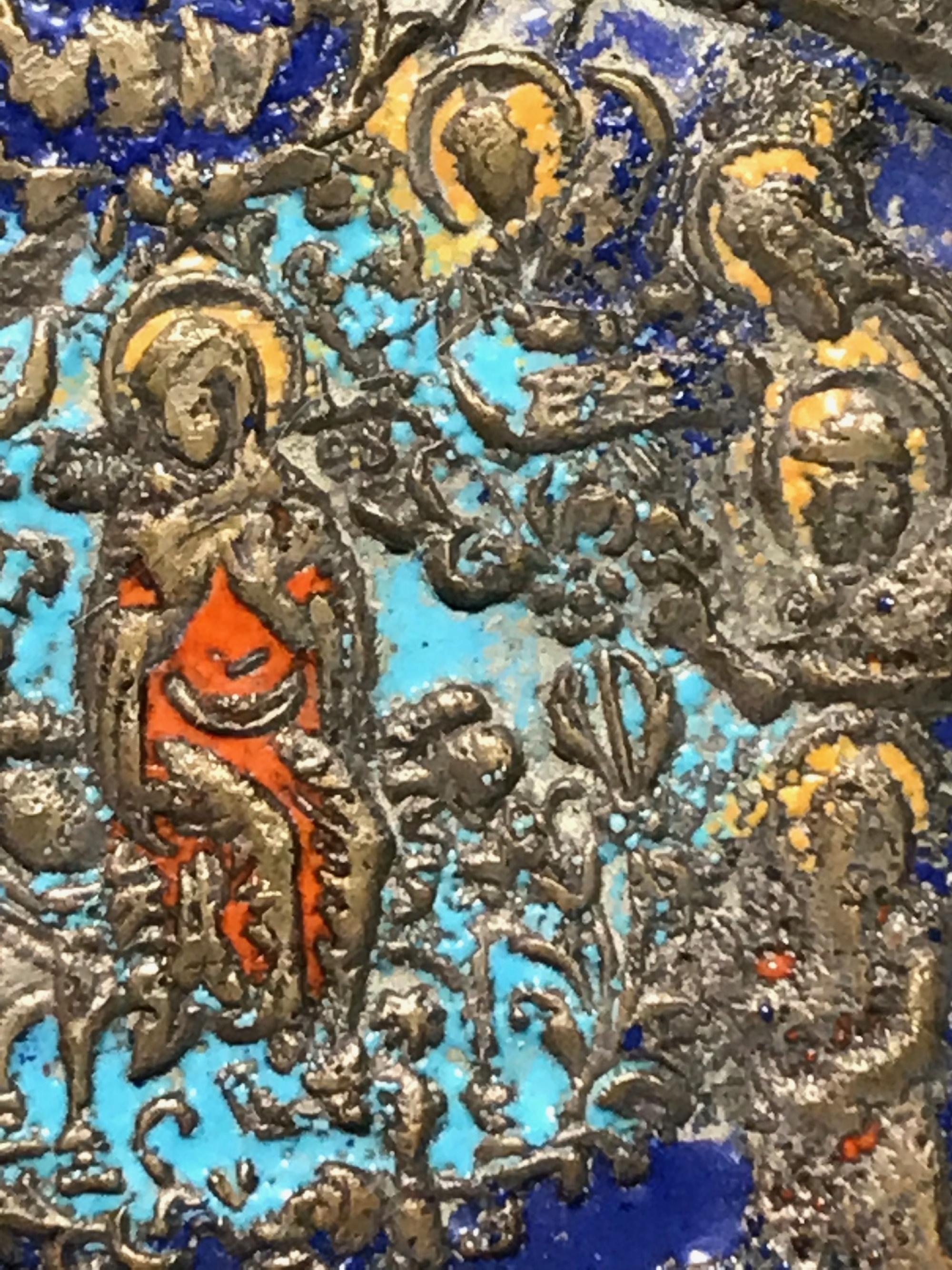Large 19th Century Bronze Polychrome Enameled Russian Orthodox Travel Icon 4