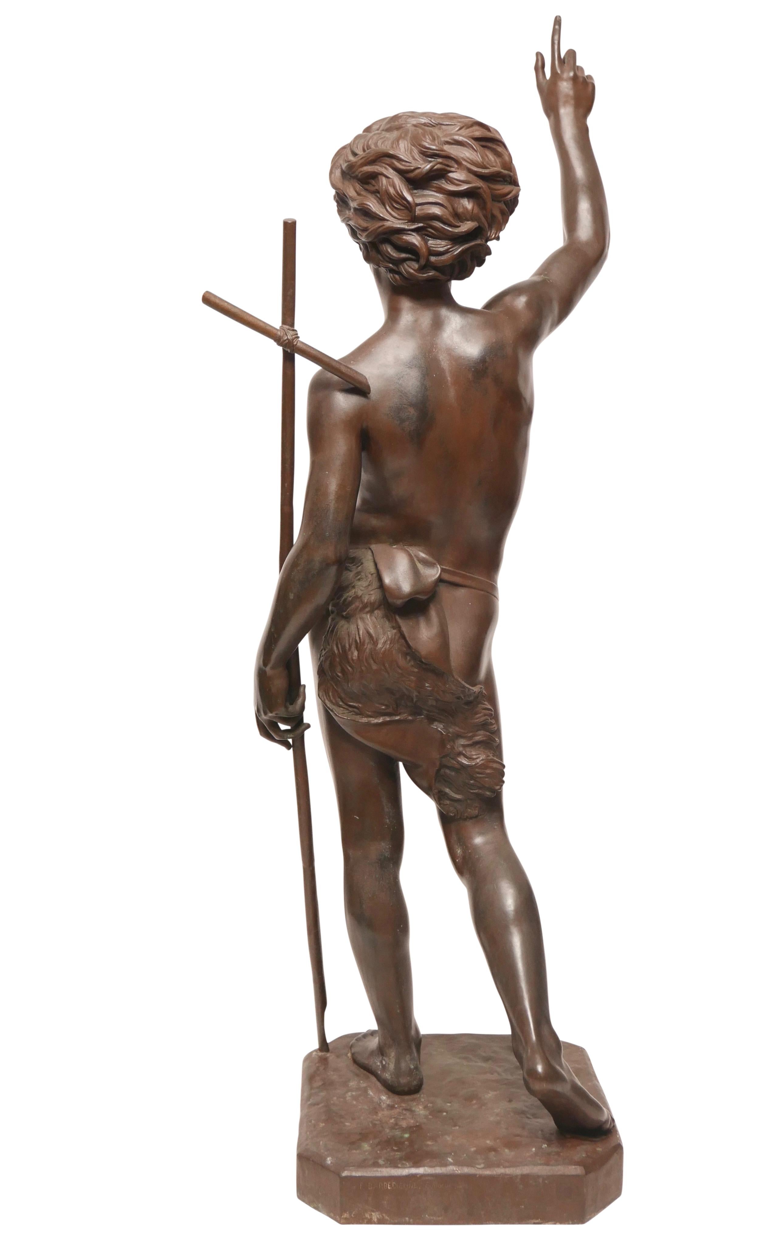 italien Grande sculpture en bronze du XIXe siècle représentant Jean-Baptiste par Paul Dubois:: 1861