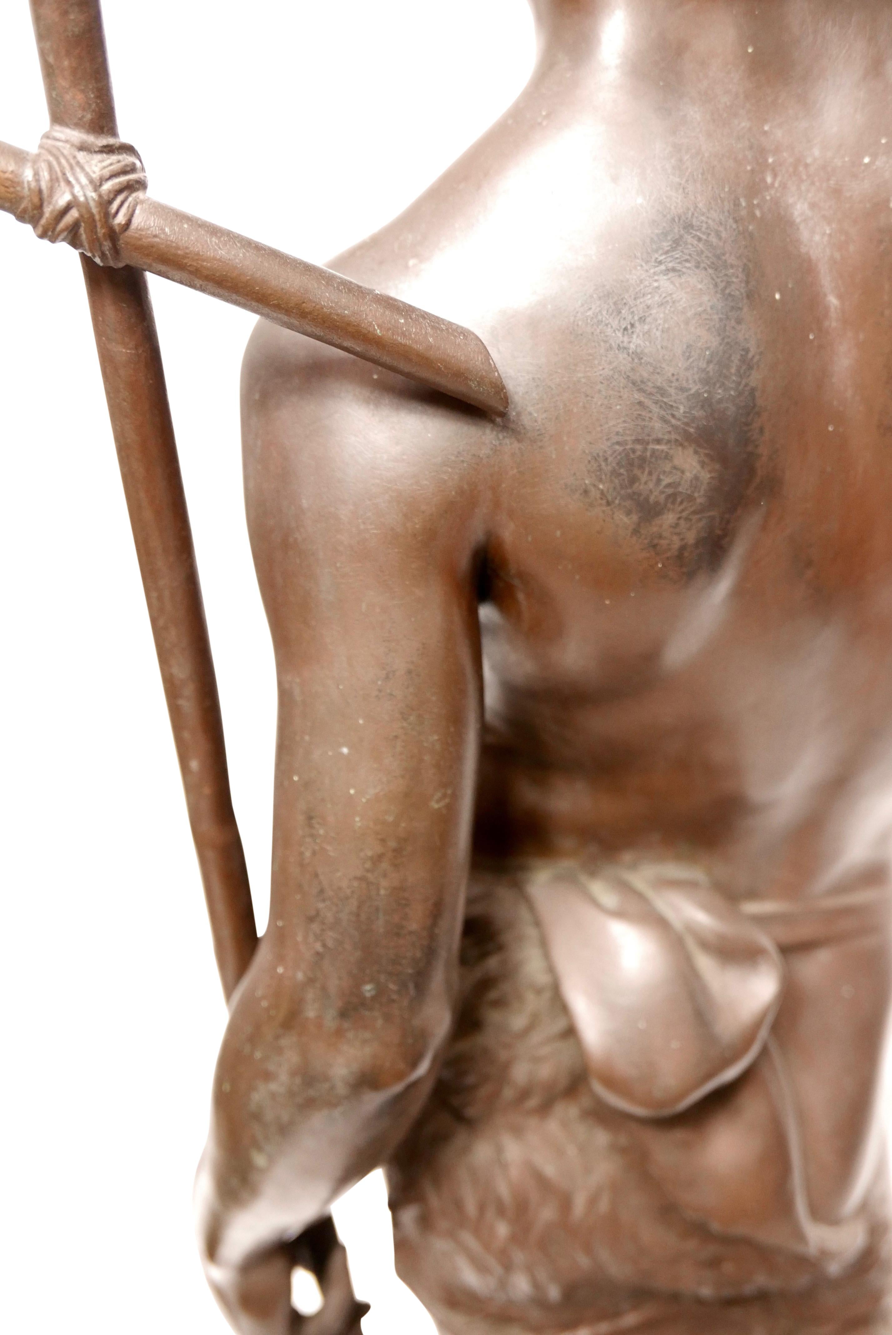 Bronze Grande sculpture en bronze du XIXe siècle représentant Jean-Baptiste par Paul Dubois:: 1861