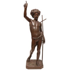 Grande sculpture en bronze du XIXe siècle représentant Jean-Baptiste par Paul Dubois:: 1861