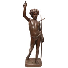 Large 19th Century Bronze Sculpture of John the Baptist by Paul Dubois, 1861