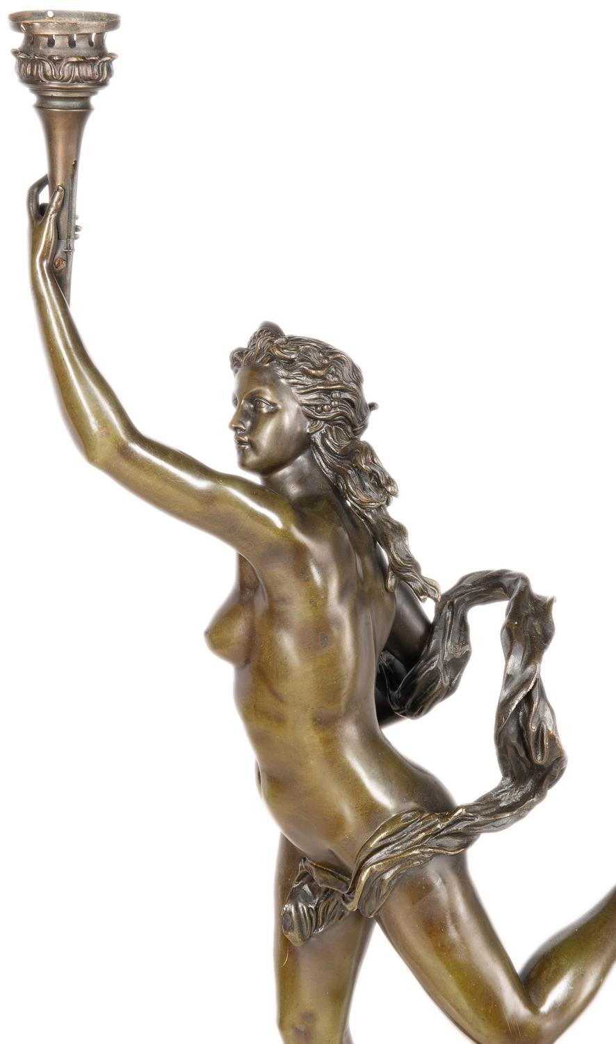 This bronze sculpture of Fortuna, the Roman goddess of fortune and luck is from circa 1880, after the famous Renaissance statue in Florence, Italy. Measures: 117 cm (46”).