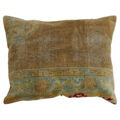 Large 19th Century Camel Soft Blue Chinese Rug Pillow