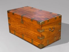 Large 19th Century Camphor Wood & Brass Bound Travelling Trunk