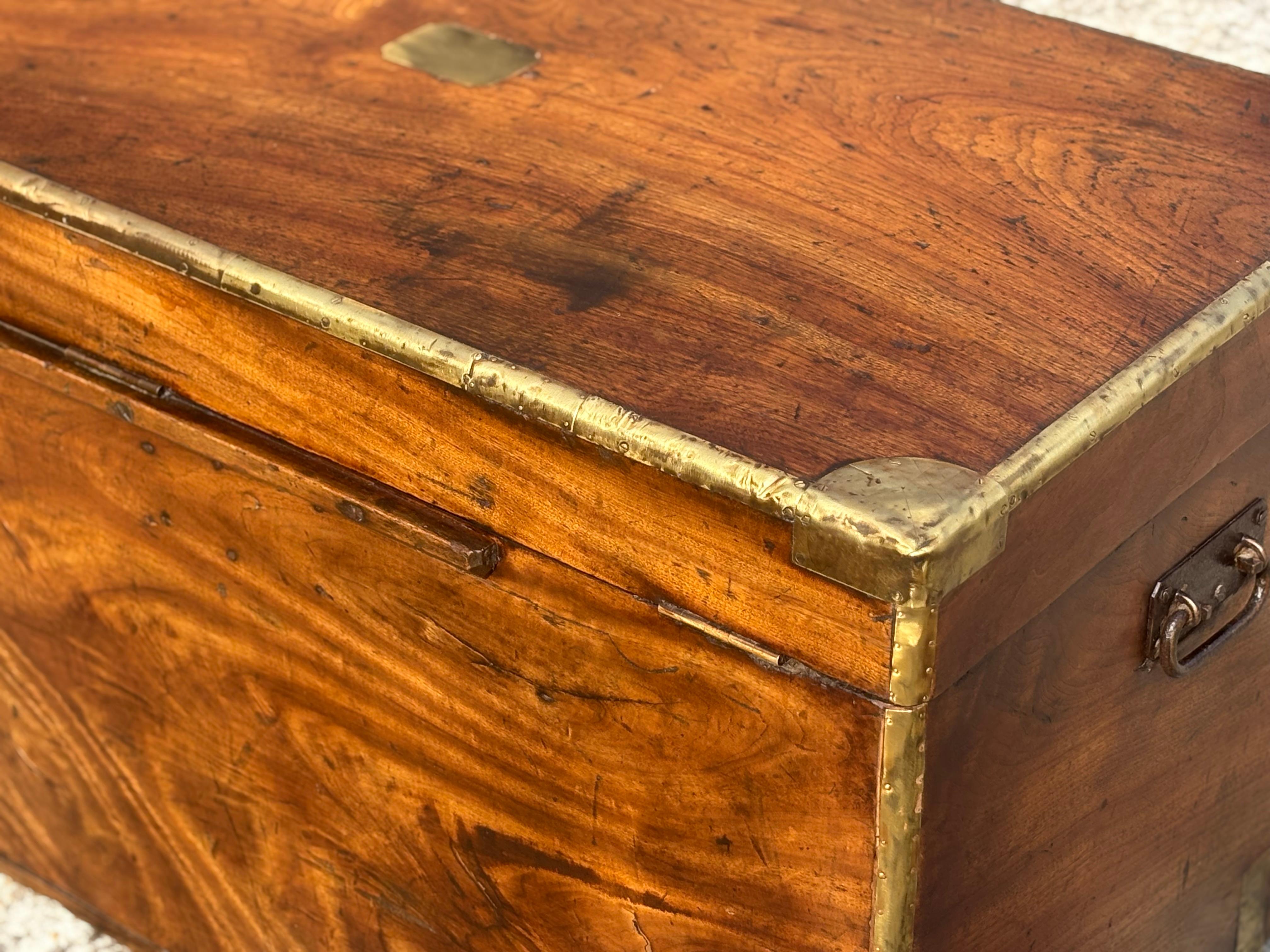Gran baúl de campaña de madera de alcanfor del siglo XIX en venta 6
