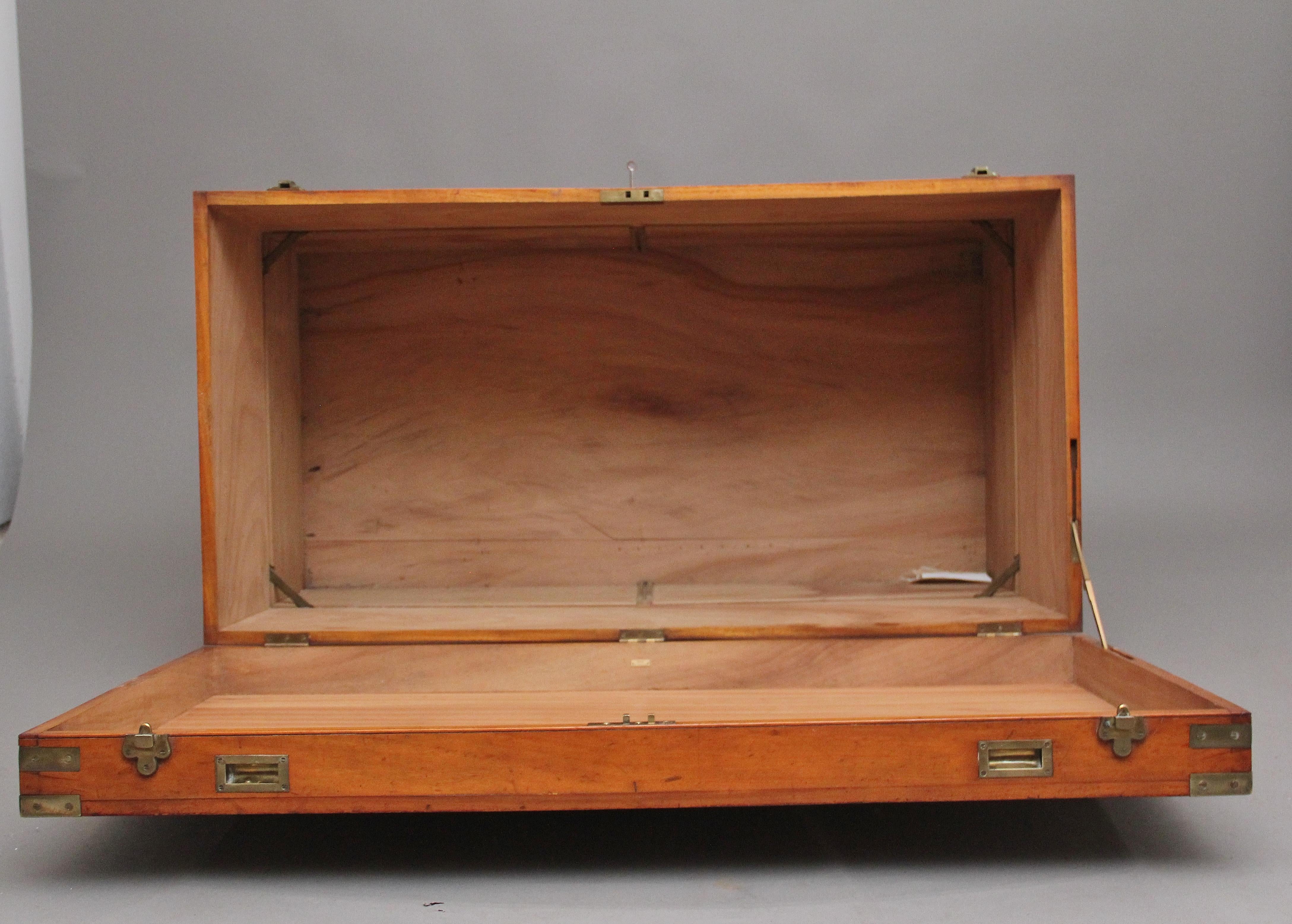 Large 19th Century Camphor Wood Military Trunk 4