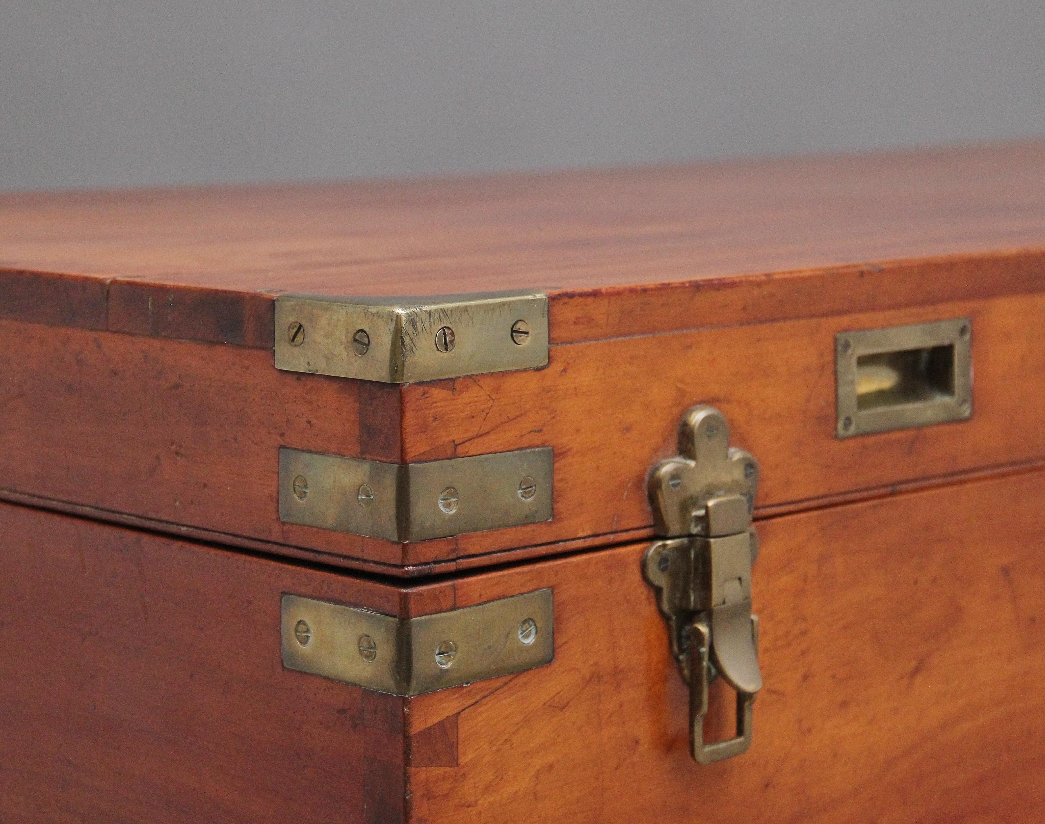 Large 19th Century Camphor Wood Military Trunk 5