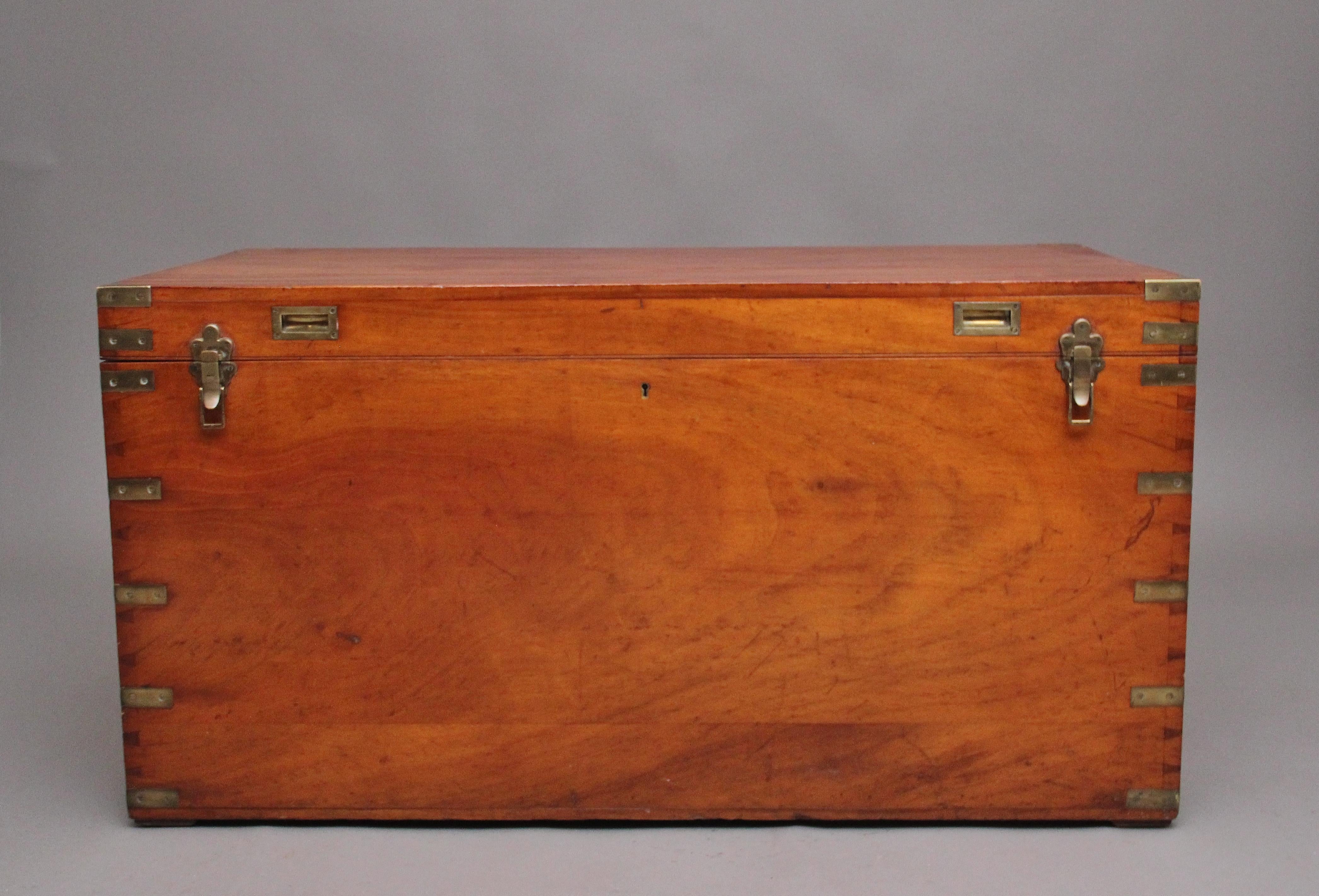 Victorian Large 19th Century Camphor Wood Military Trunk