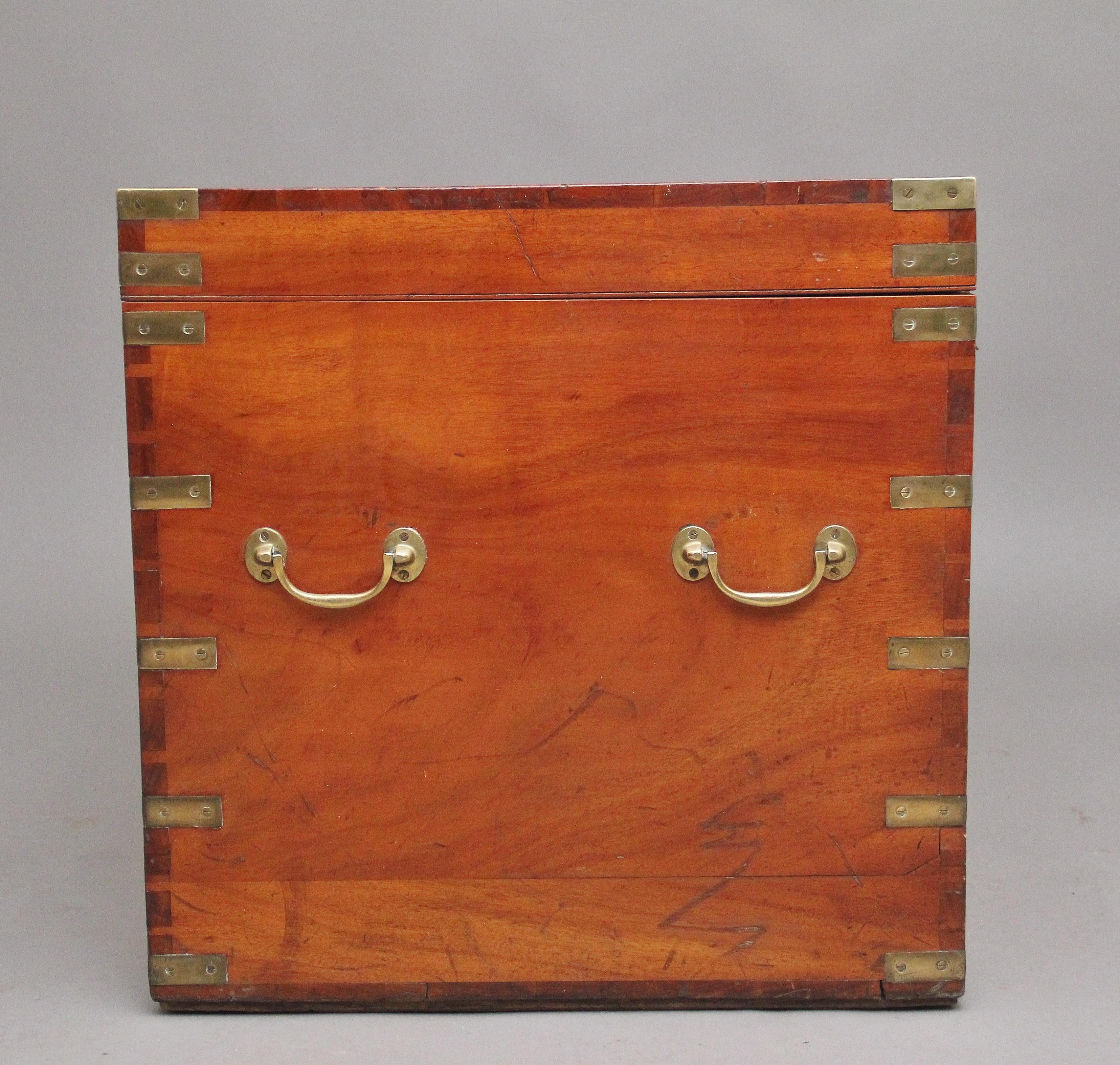 Hardwood Large 19th Century Camphor Wood Military Trunk