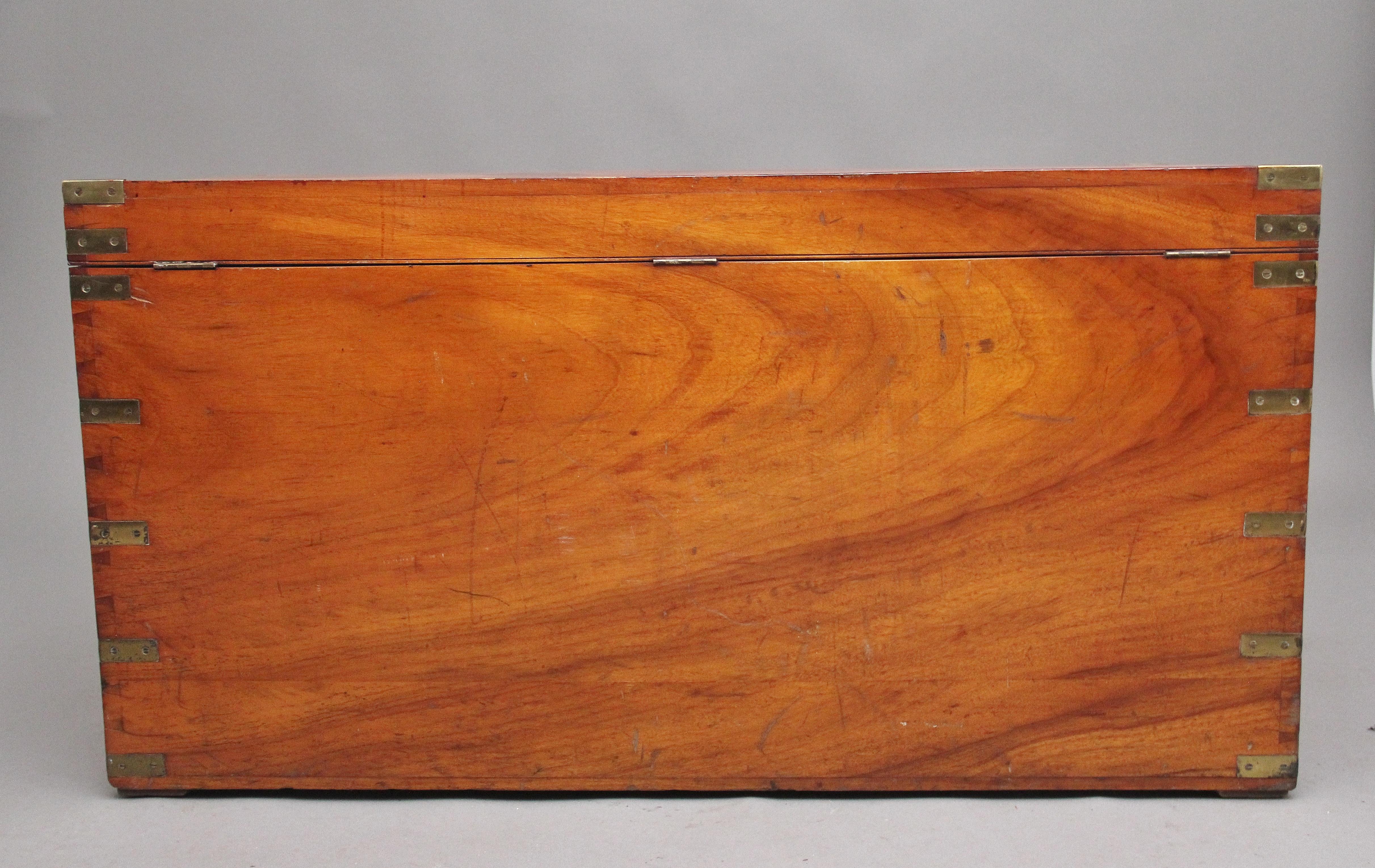 Large 19th Century Camphor Wood Military Trunk 1