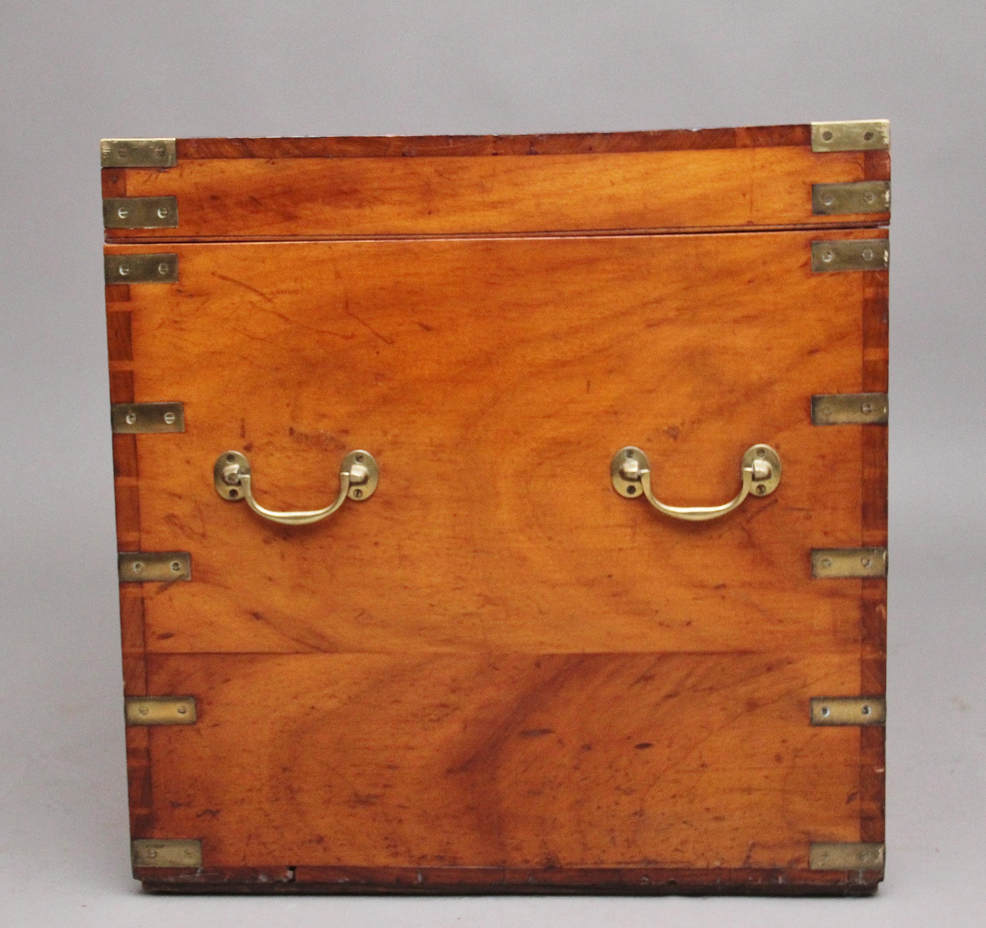 Large 19th Century Camphor Wood Military Trunk 2