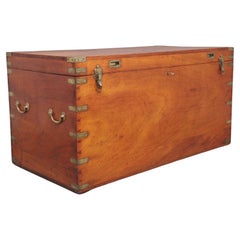 Used Large 19th Century Camphor Wood Military Trunk