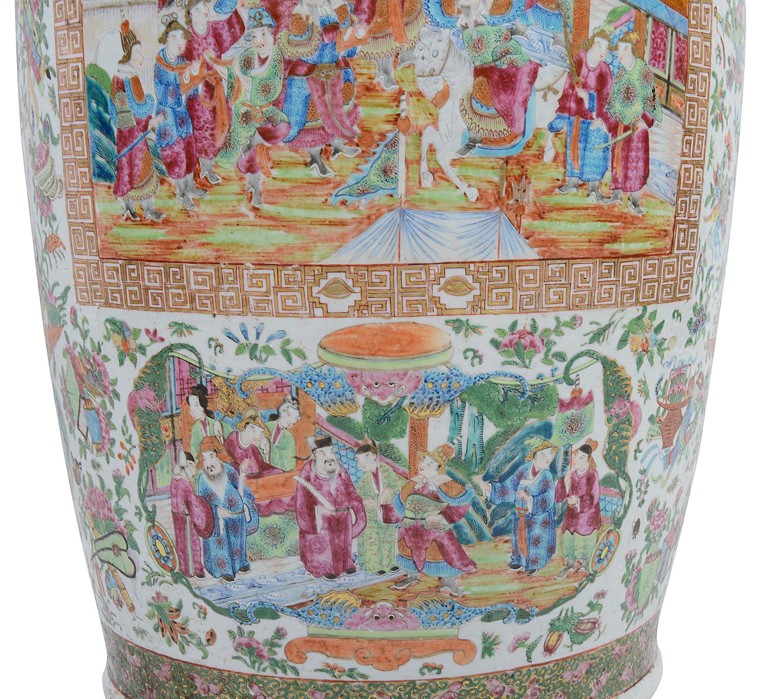 Chinese Export Large 19th Century Cantonese / Rose Medallion Vase For Sale