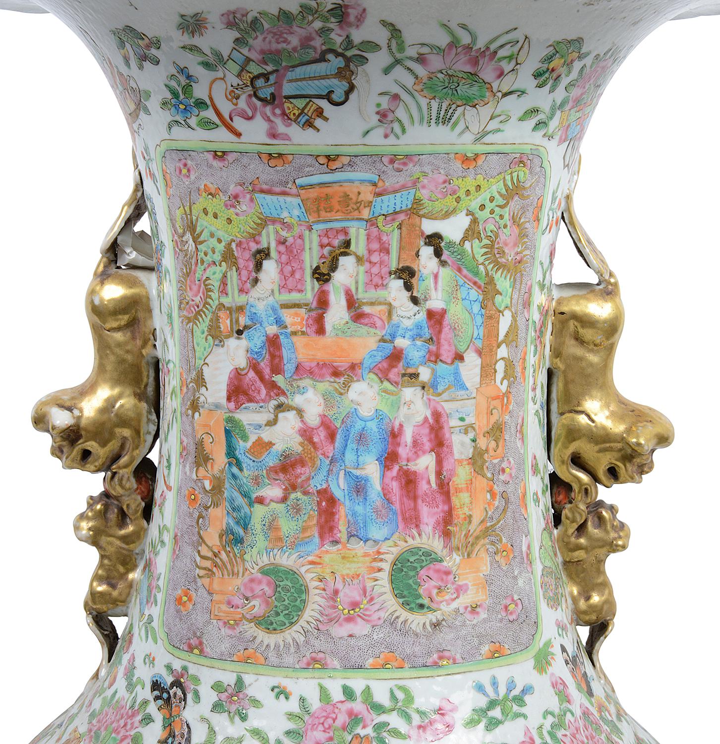 Porcelain Large 19th Century Cantonese / Rose Medallion Vase For Sale
