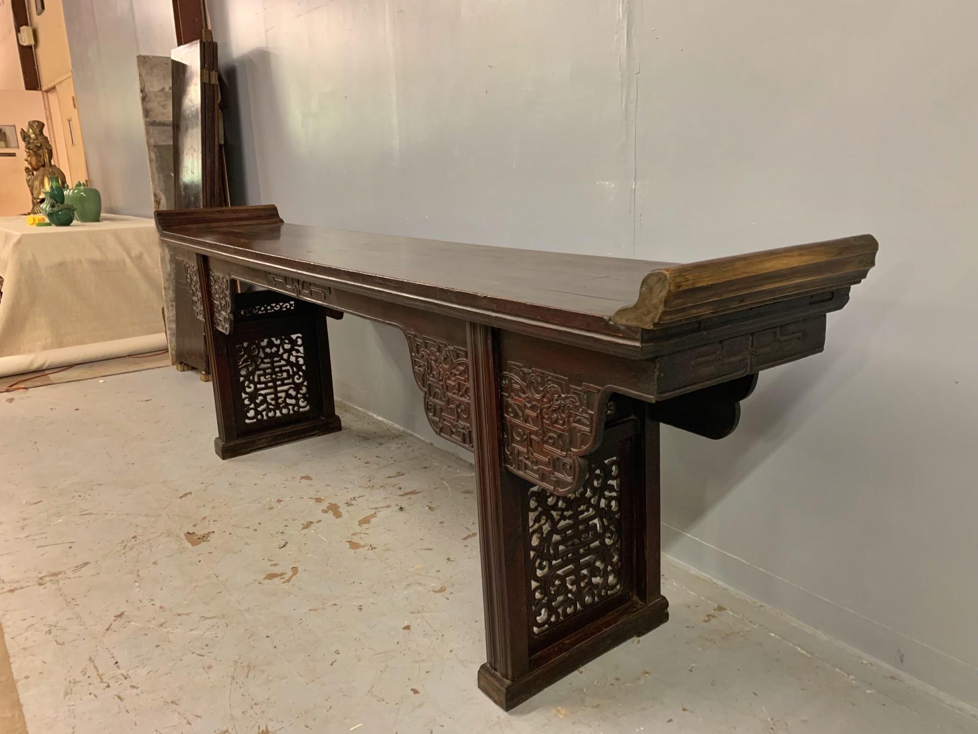 Large 19th Century Carved Elmwood Alter Table 3