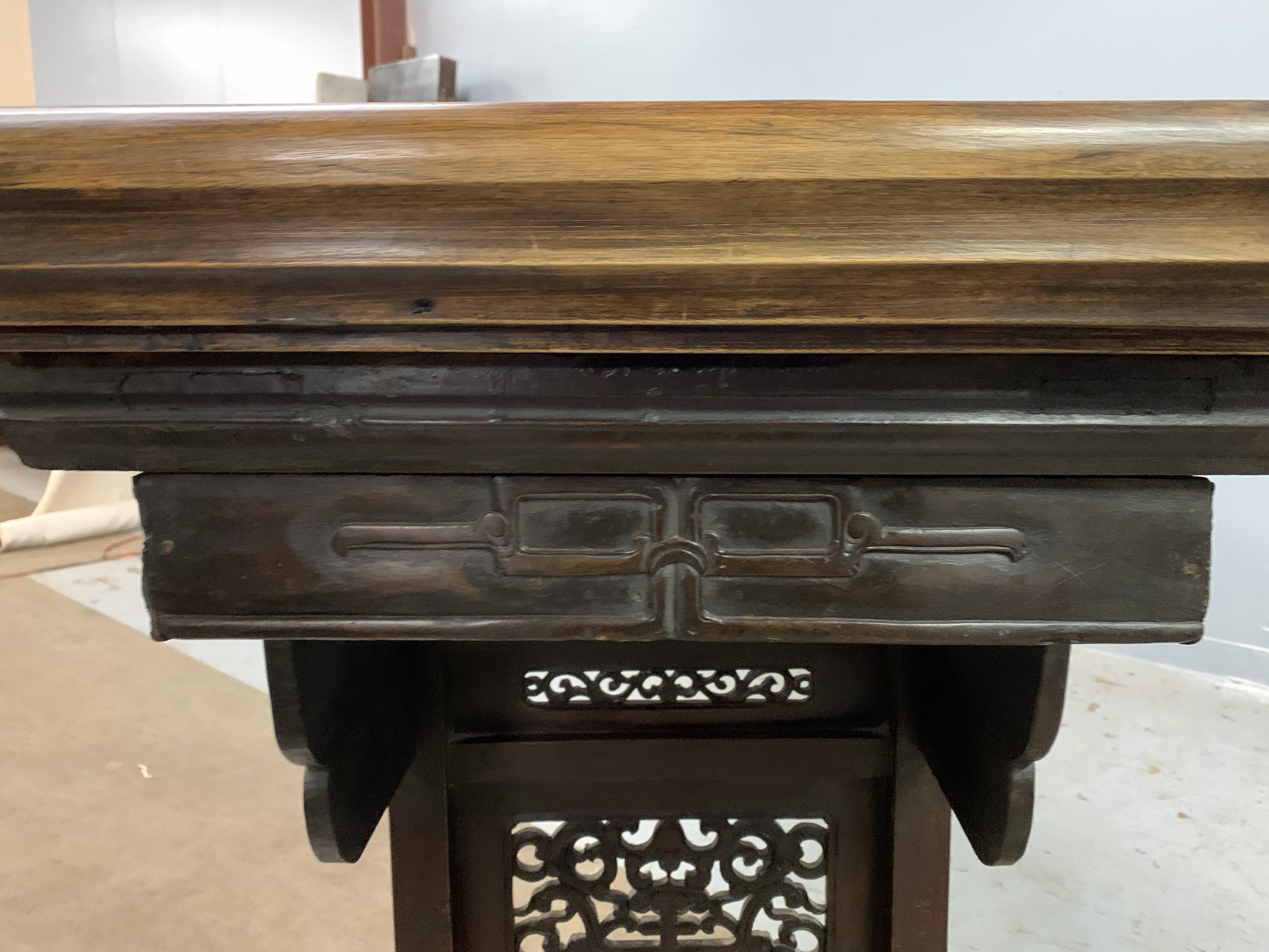 Hand-Carved Large 19th Century Carved Elmwood Alter Table