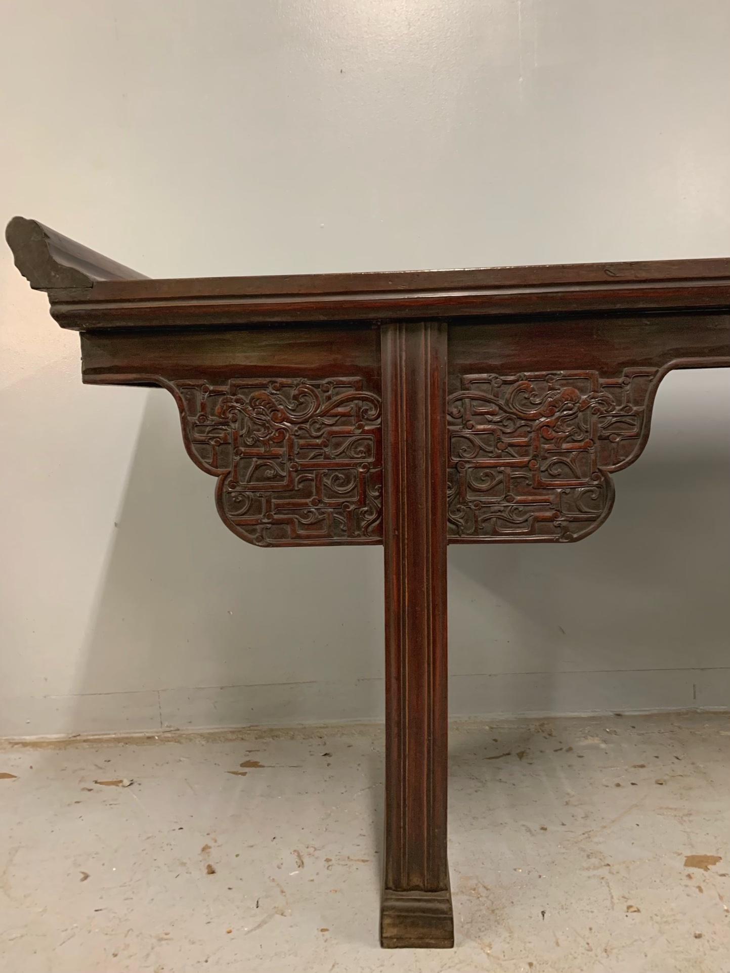 Large 19th Century Carved Elmwood Alter Table 1