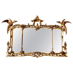 Large 19th Century Carved Giltwood Georgian Chinese Chippendale Style Mirror