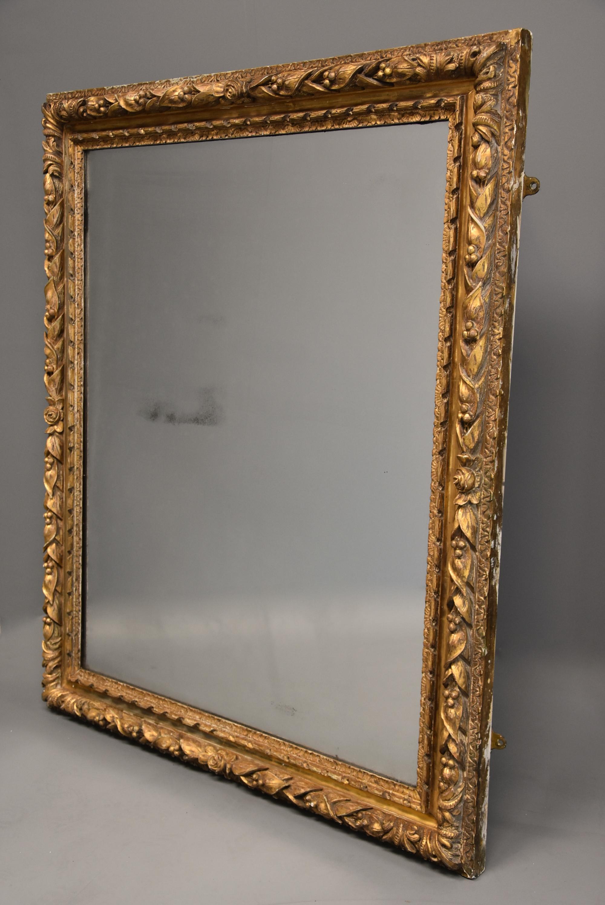 Large 19th Century Carved Giltwood Mirror, Possibly French For Sale 1