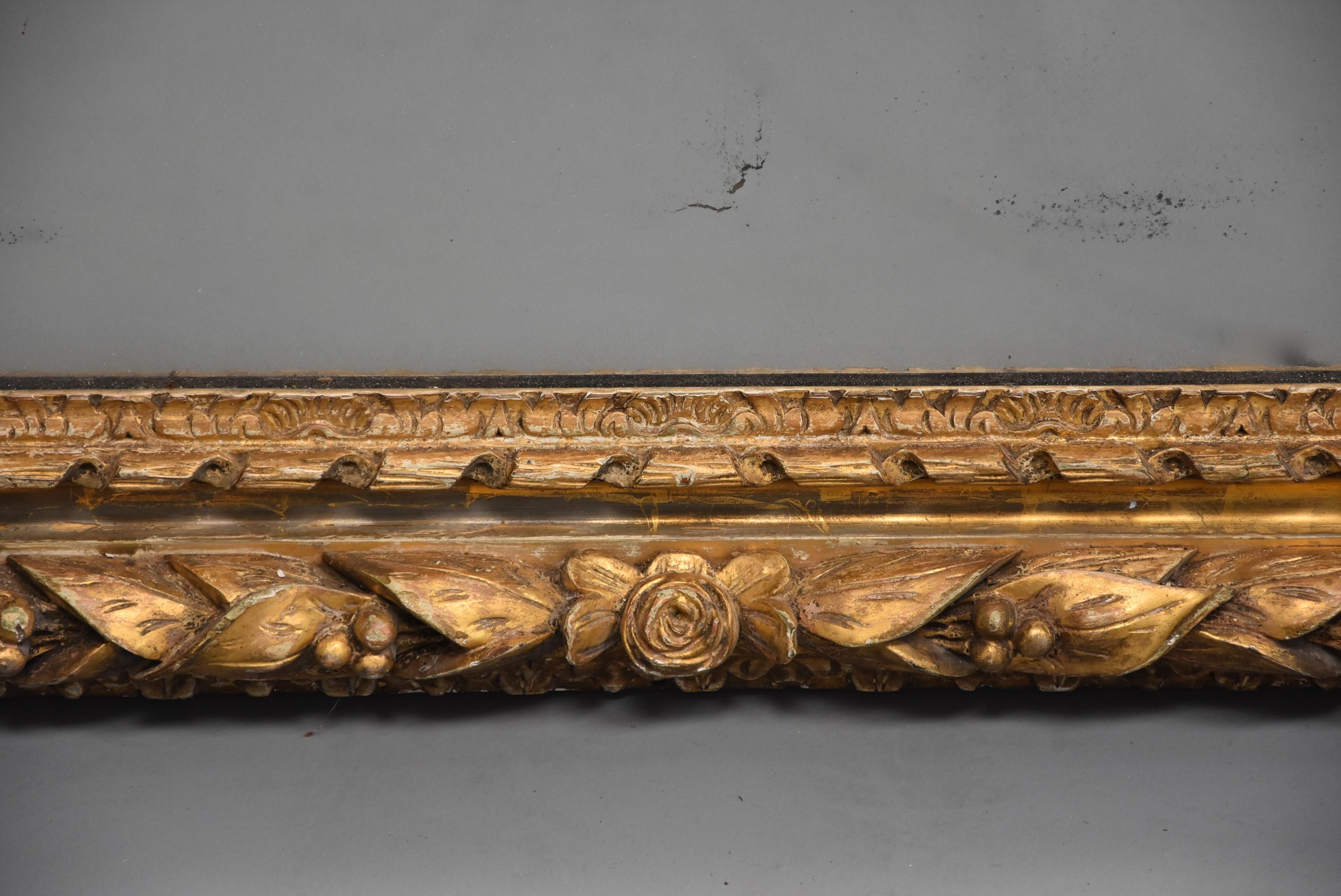 Large 19th Century Carved Giltwood Mirror, Possibly French For Sale 5