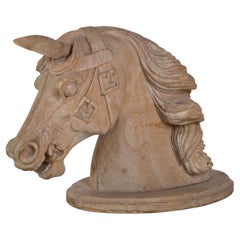 Large 19th Century Carved Horses Head