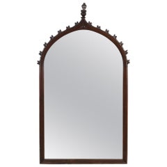 Large 19th Century Carved Oak Gothic Revival Mirror