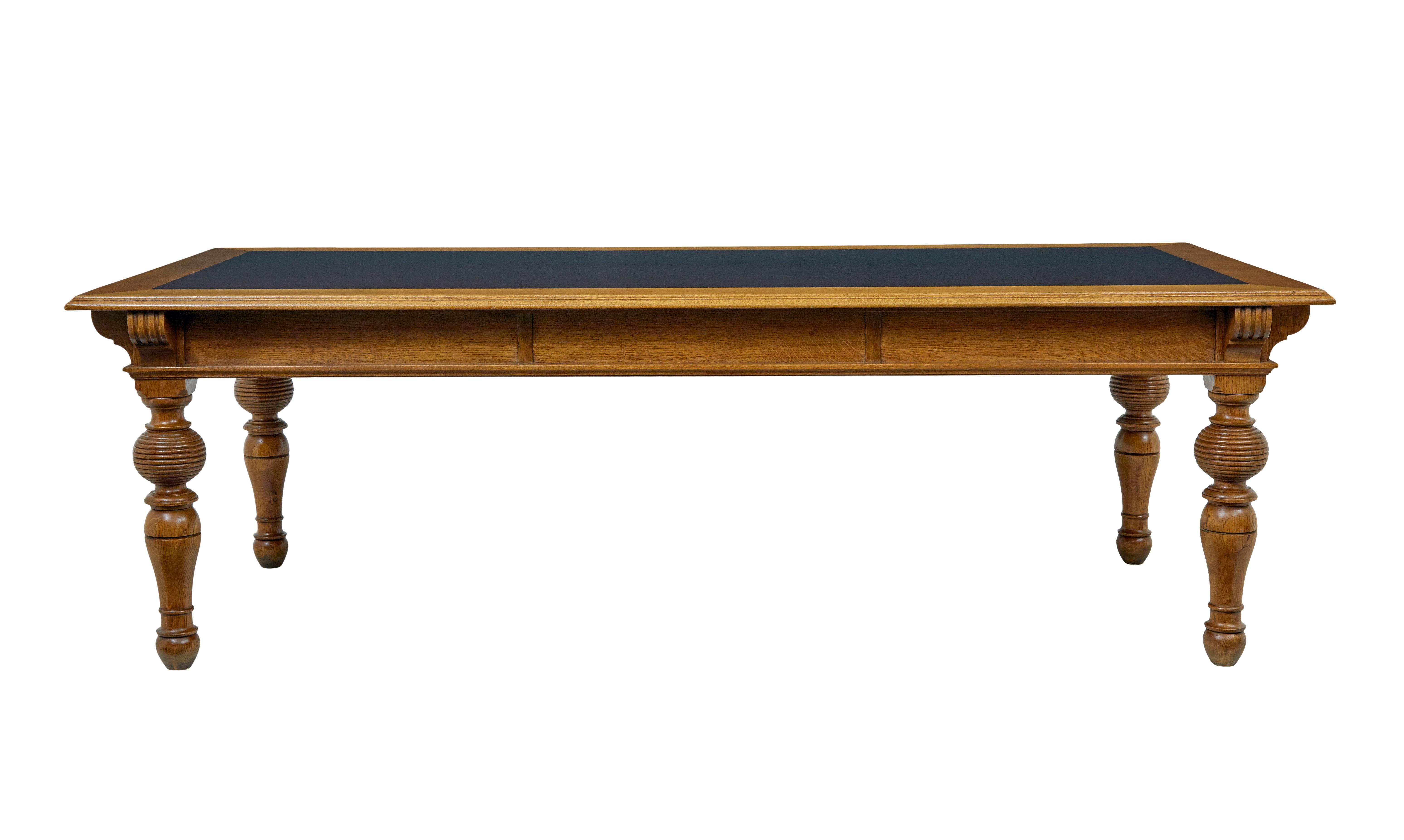 Hand-Carved Large 19th century carved oak library table For Sale