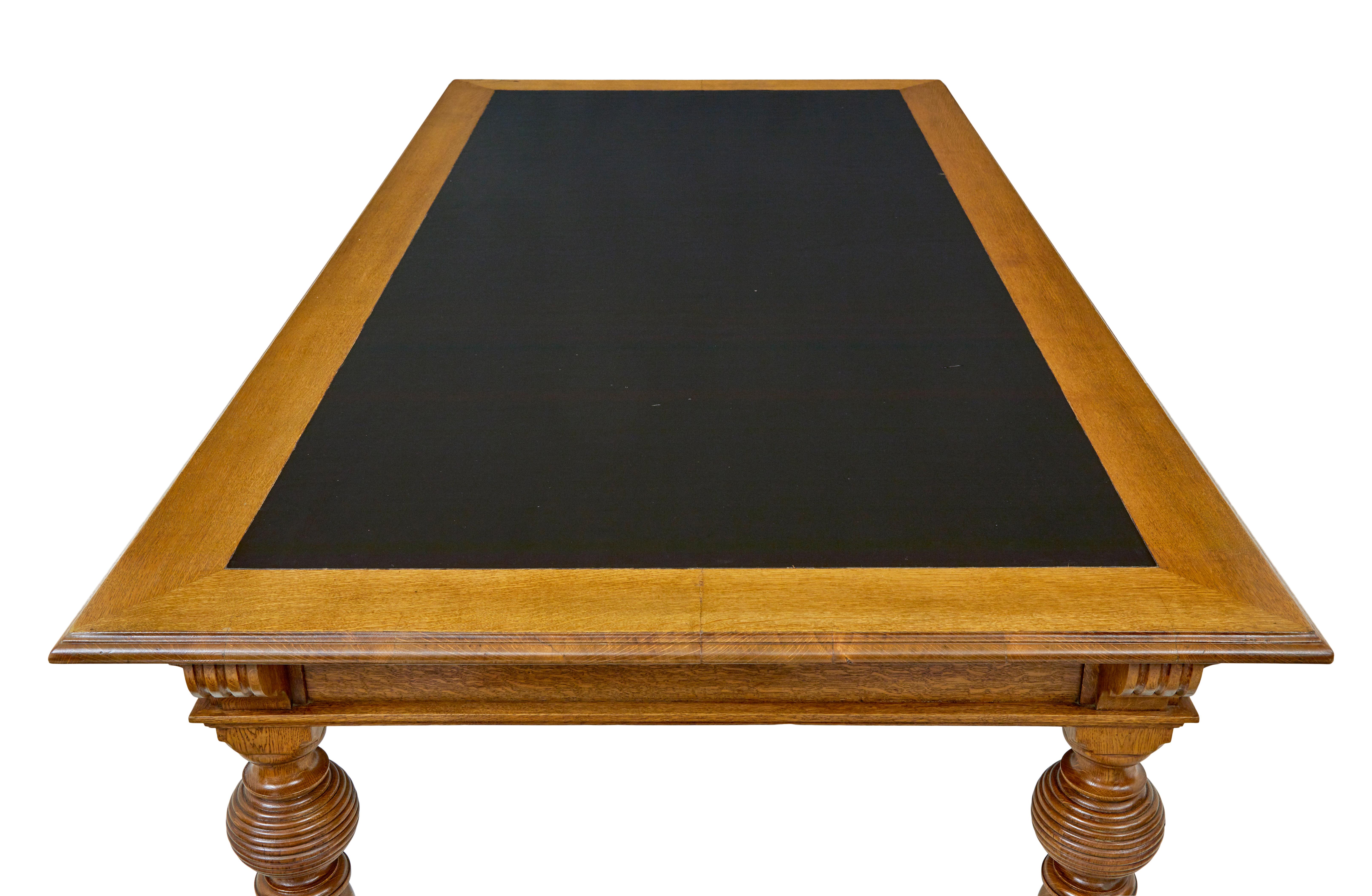 19th Century Large 19th century carved oak library table For Sale