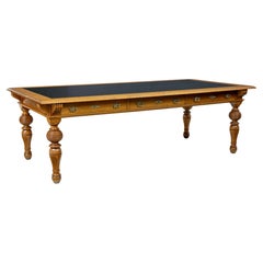 Large 19th century carved oak library table