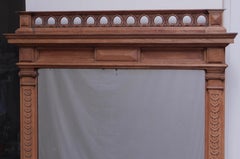 Large 19th Century Carved Oak Standing Mirror with Columns