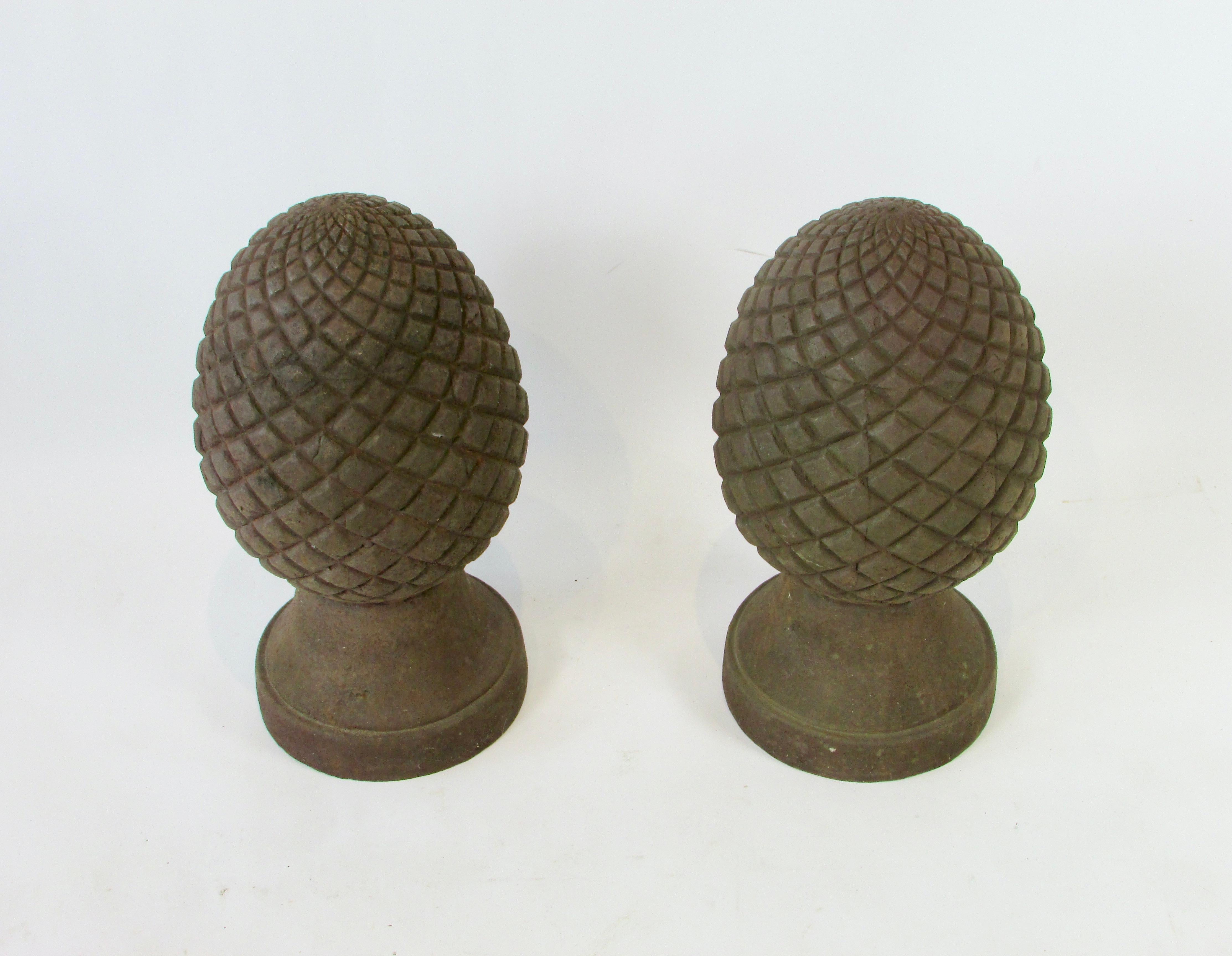 American Classical Pair of Large 19th Century Cast Iron Finials For Sale