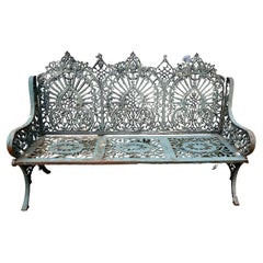 Large 19th Century Cast Iron Garden Bench 3 Seat 