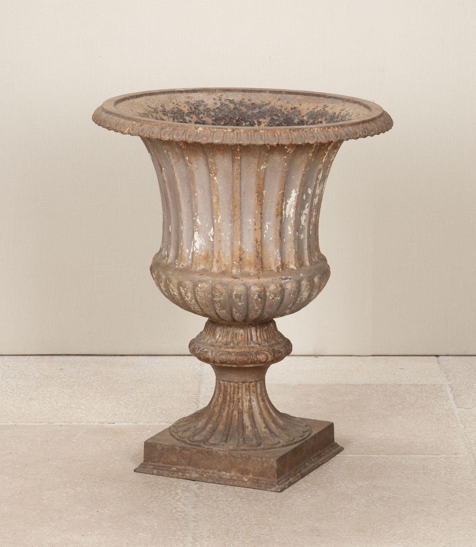 A beautiful large 19th Century English Campana garden urn.
Made in two parts with lovely old weathered paint, which gives it a great look. Circa 1850.