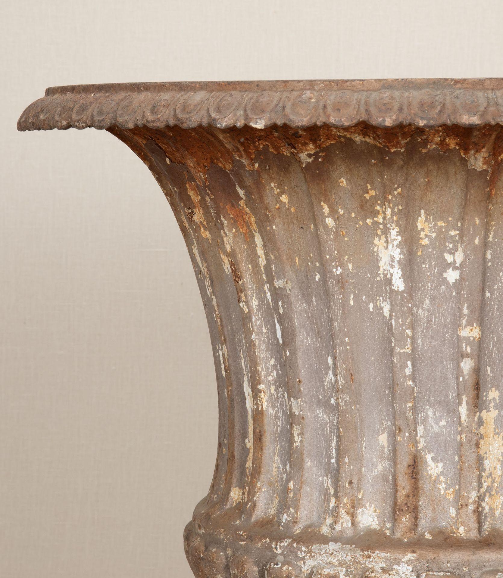 Country Large 19th Century Cast Iron Garden Urn For Sale