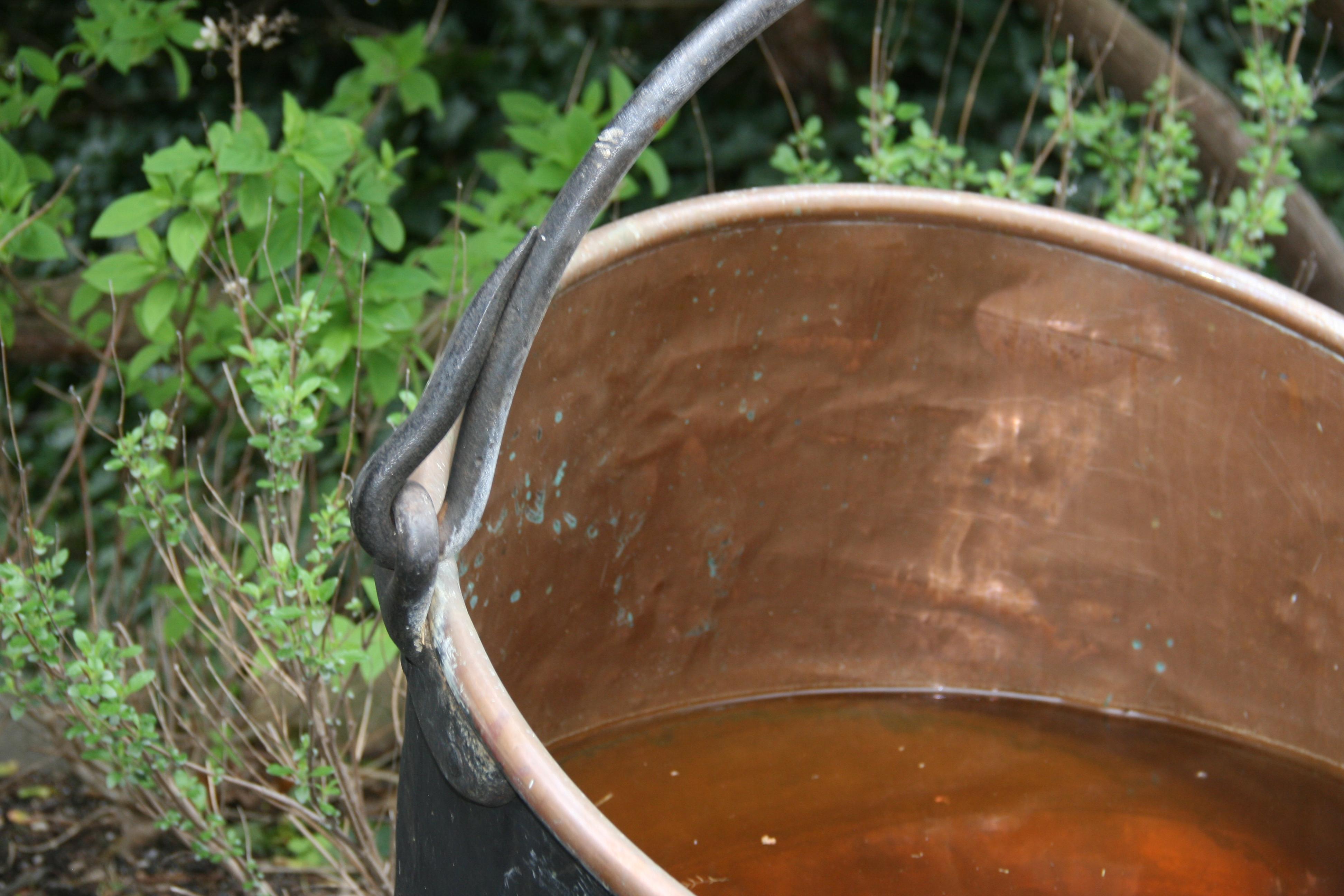 Large Copper  19th Century Cauldron Pot on Iron Base/Planter/Log Bin For Sale 4