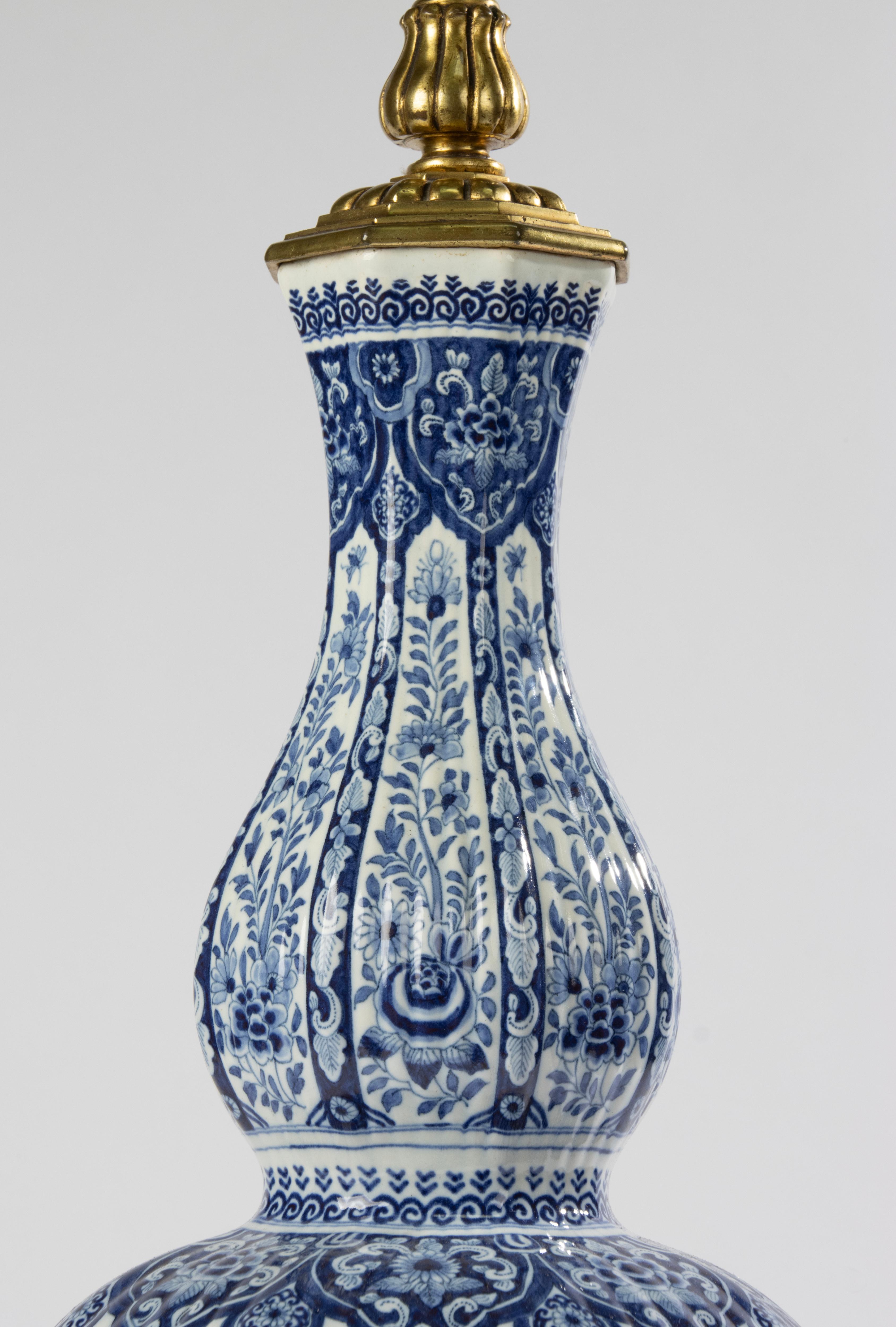 Large 19th Century Ceramic Delft Vase - Table Lamp  In Good Condition For Sale In Casteren, Noord-Brabant