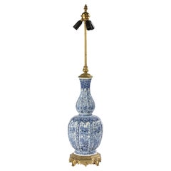 Antique Large 19th Century Ceramic Delft Vase - Table Lamp 