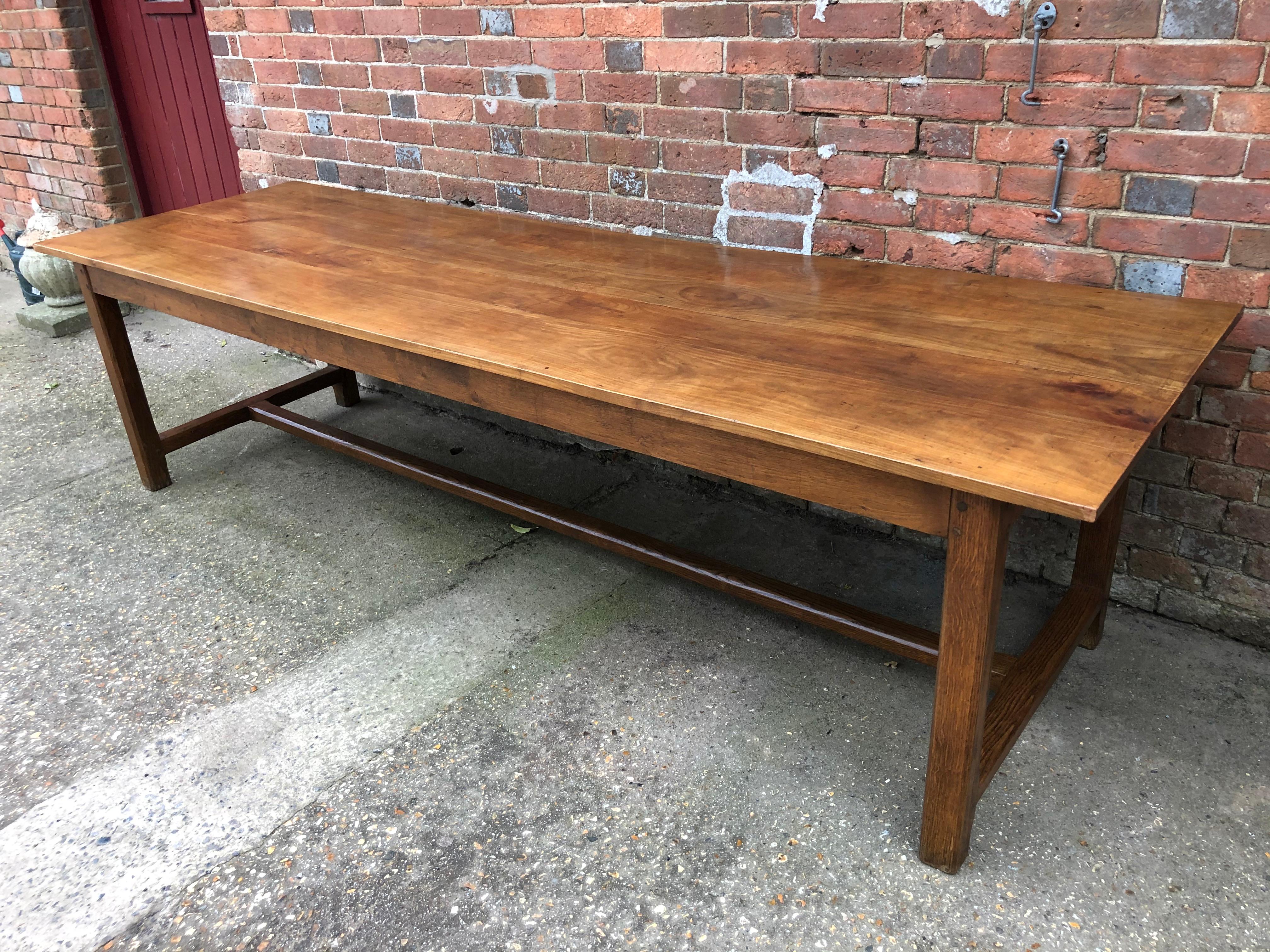 French Large 19th Century Cherry Farm Dining Table