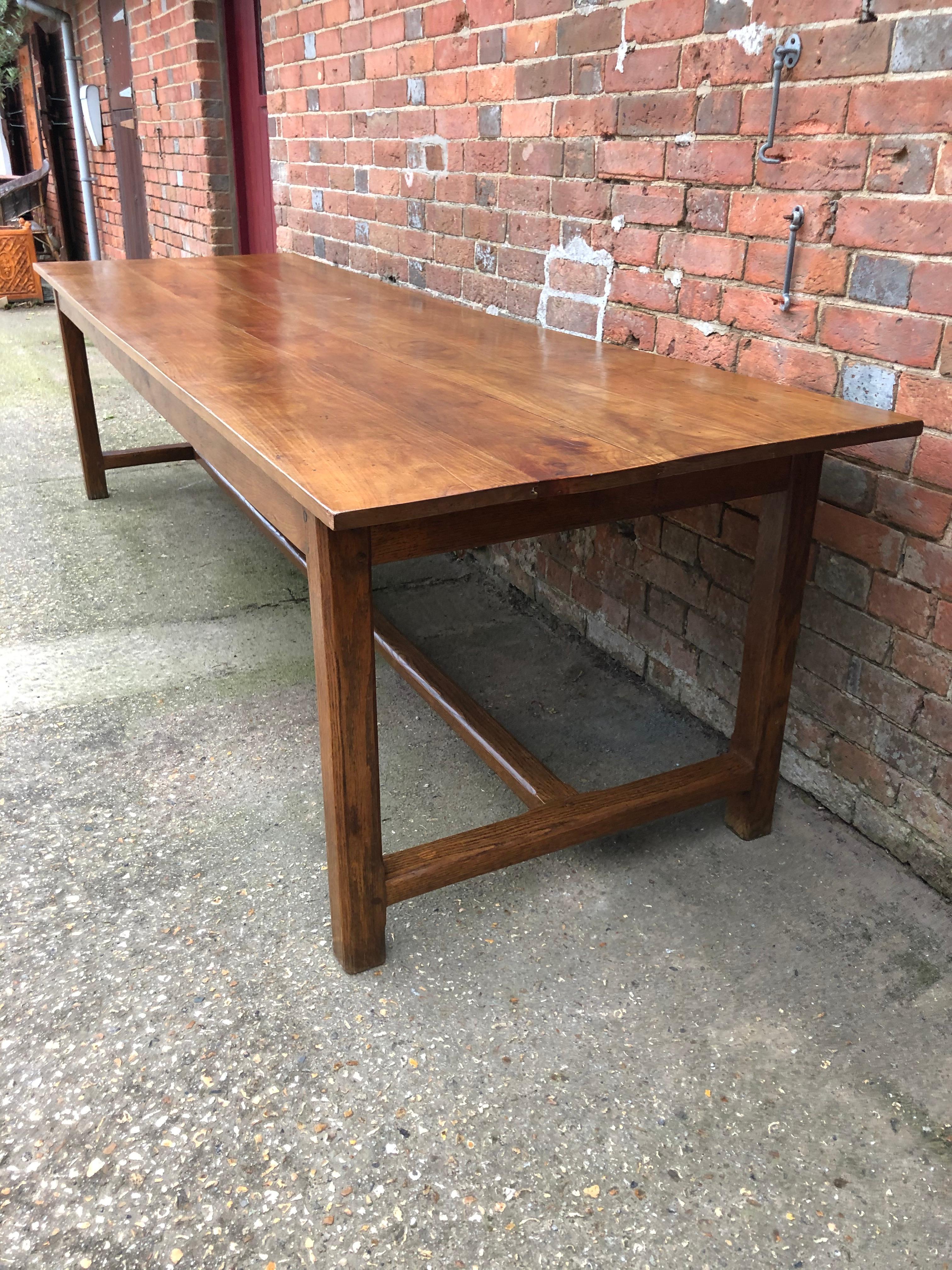 Large 19th Century Cherry Farm Dining Table 1