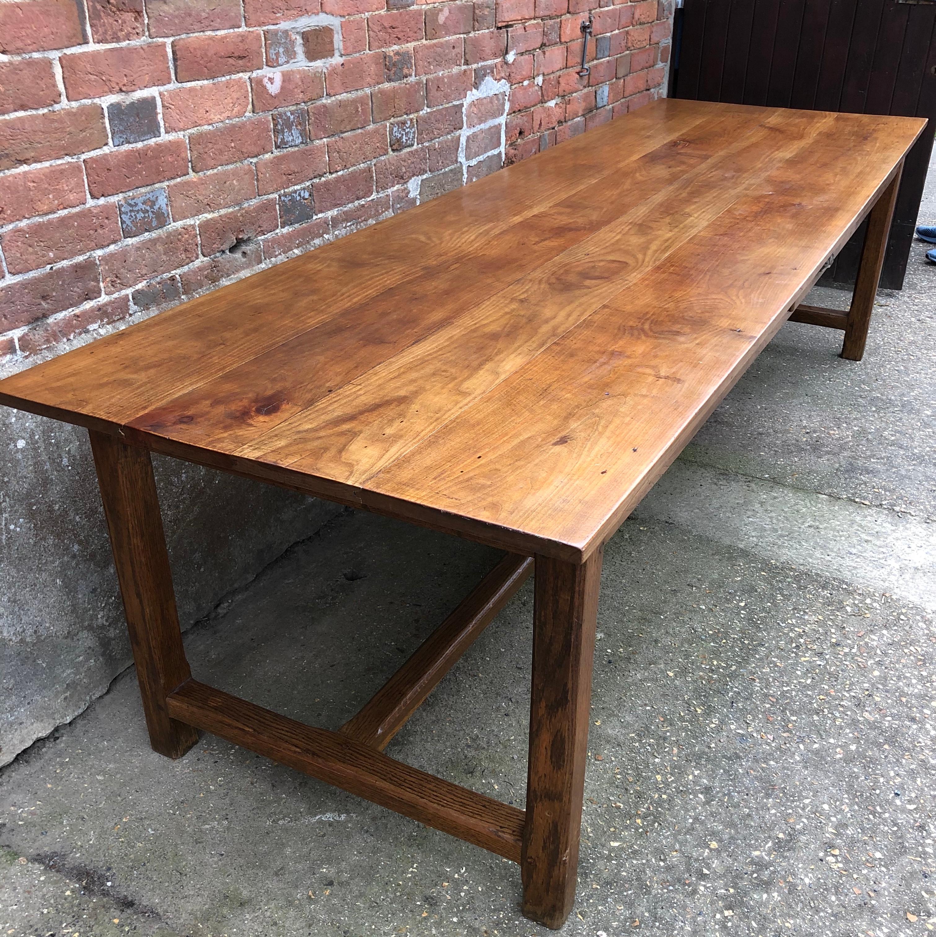 Large 19th Century Cherry Farm Dining Table 2