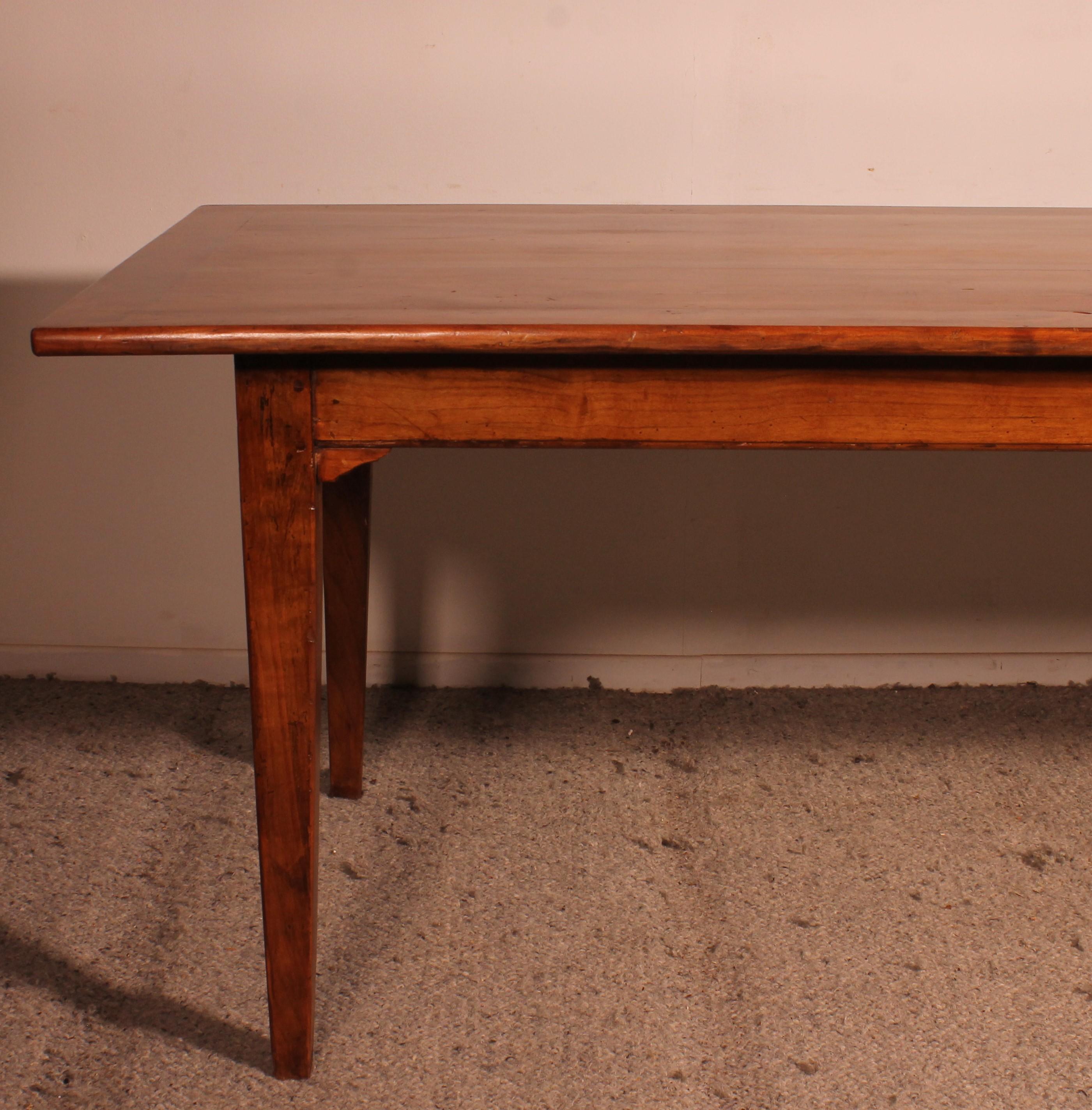 French Large 19th Century Cherry Wood Refectory Table For Sale