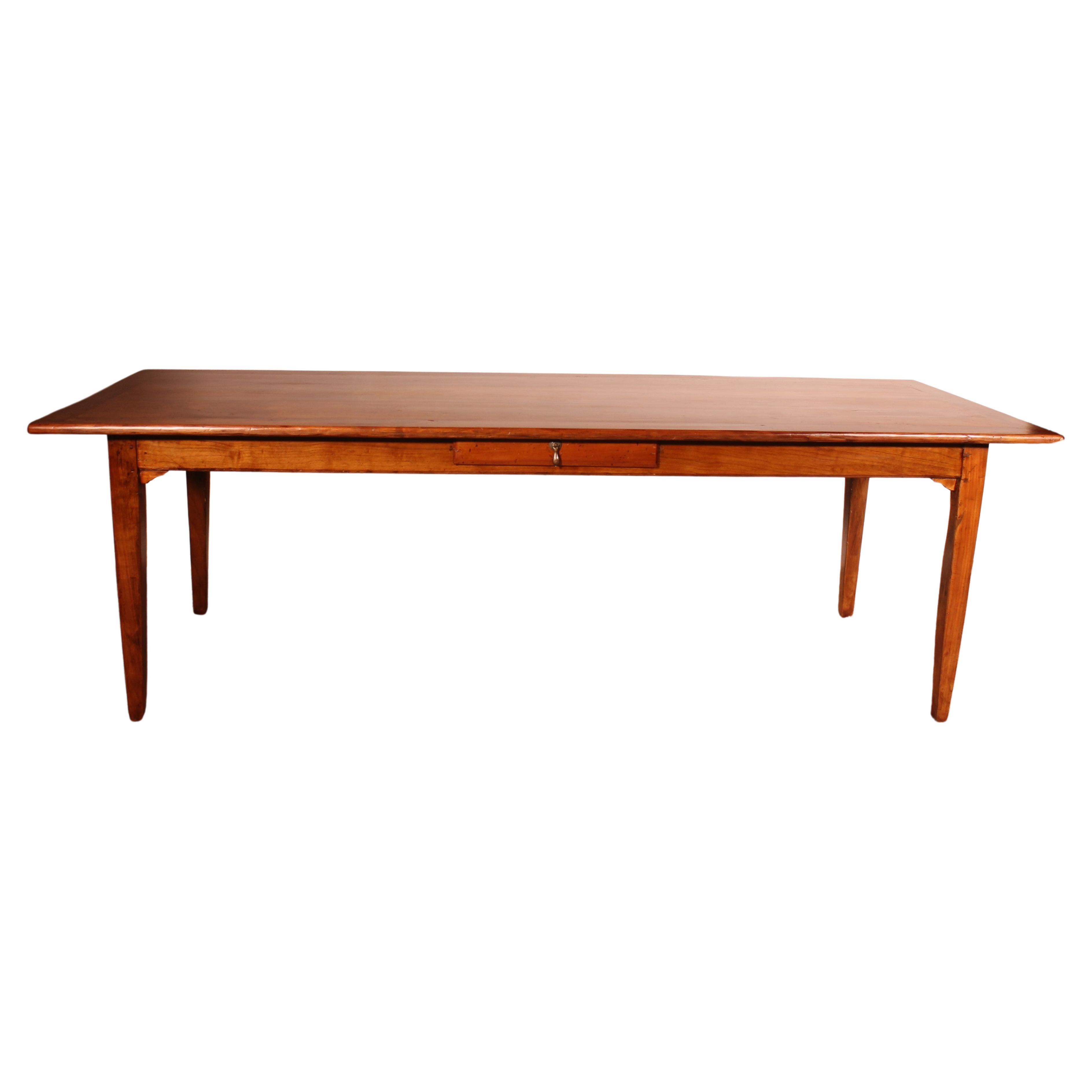 Large 19th Century Cherry Wood Refectory Table For Sale