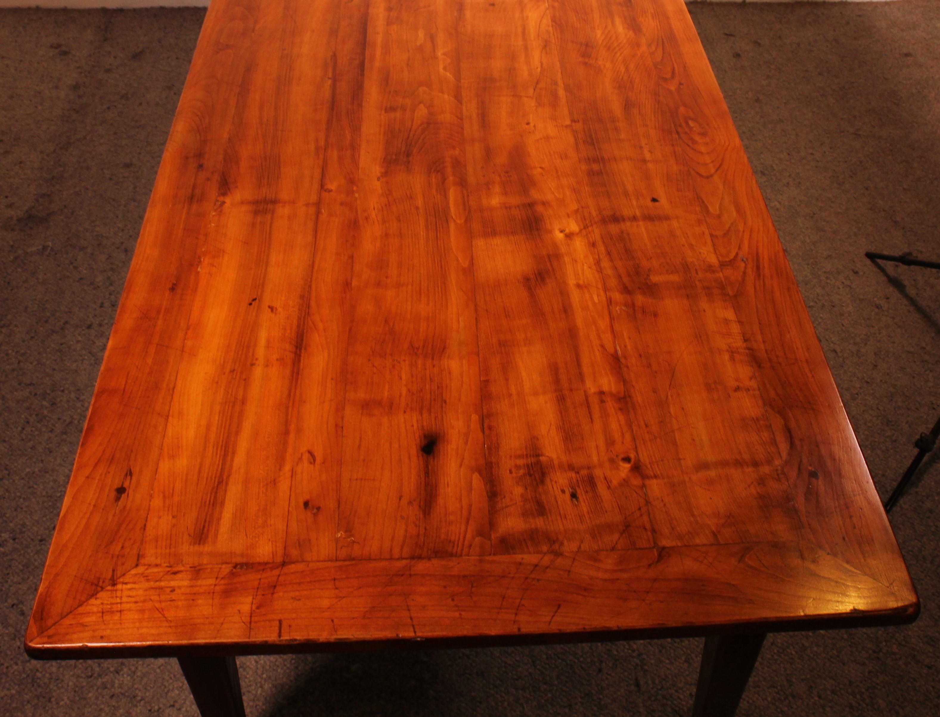 Large 19th Century Cherry Wood Refectory Table With A Width Of 100cm For Sale 9