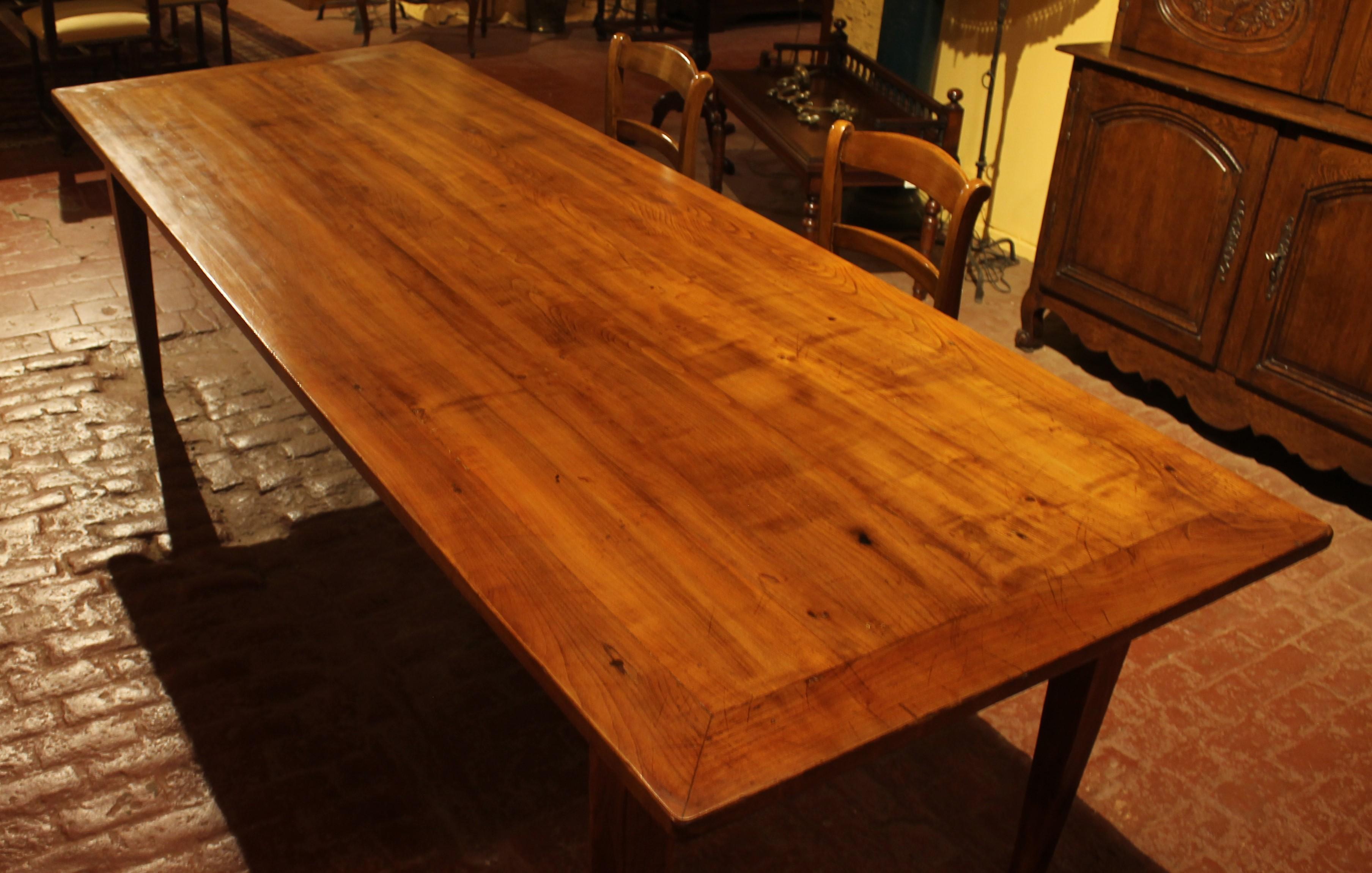 Large 19th Century Cherry Wood Refectory Table With A Width Of 100cm For Sale 10