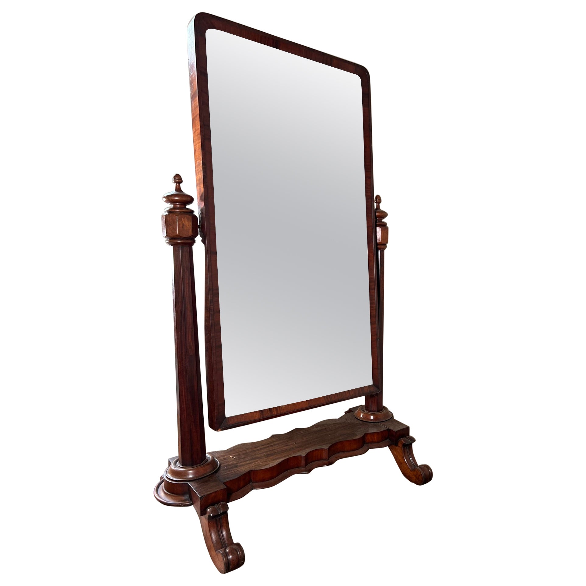 Large 19th Century Cheval Dressing Mirror For Sale
