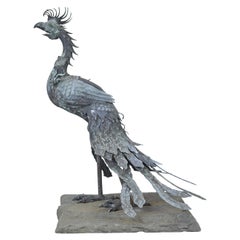 Großer chinesischer Weihrauchbrenner aus Bronze mit Fenghuang-Vogelmotiv aus dem 19. Jahrhundert